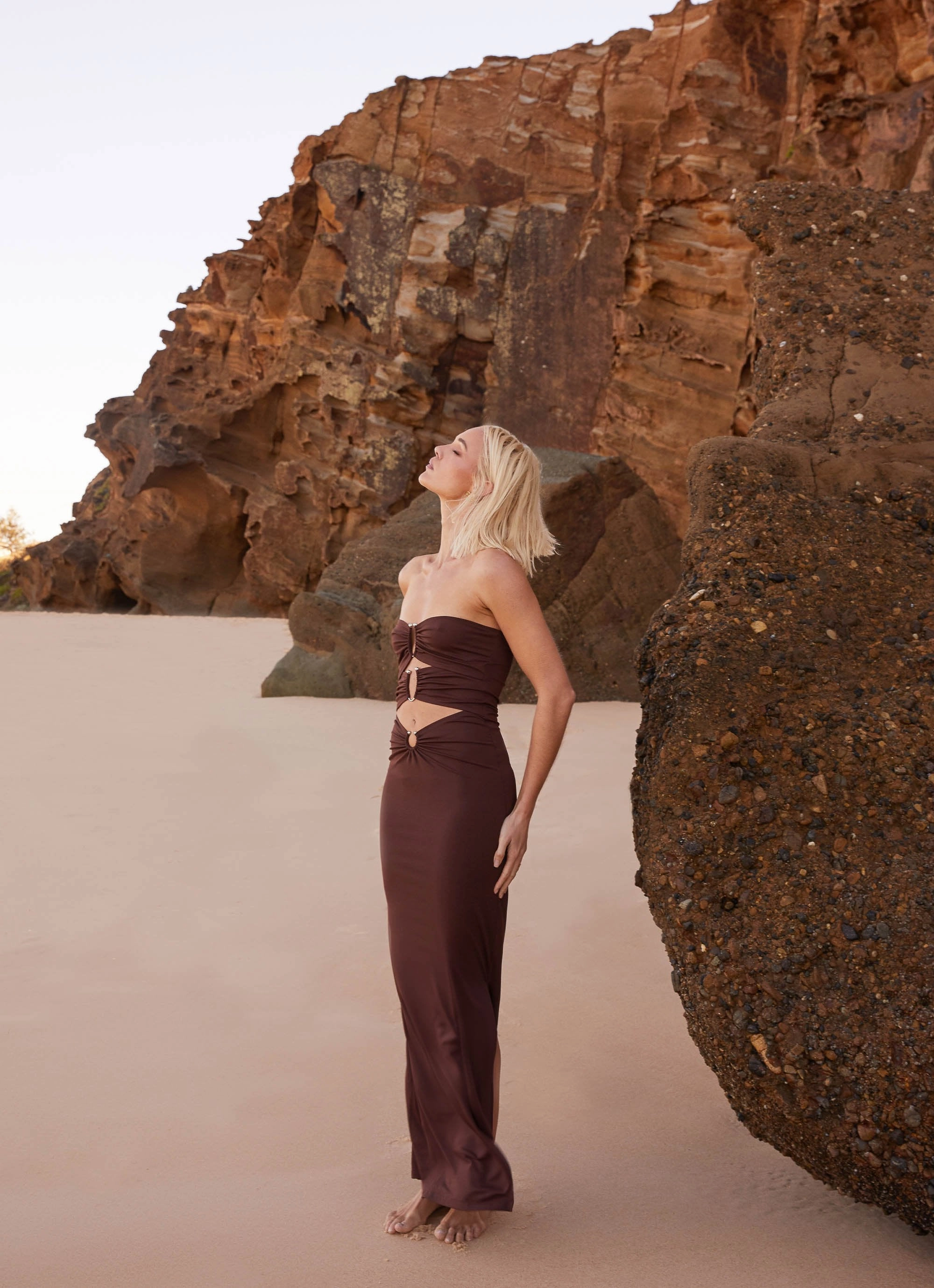 Practical-Style Natasha Strapless Maxi Dress - Chocolate