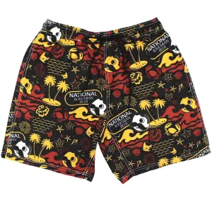 Natty Boh Beach Red & Gold (Black) / Drawstring Walking Shorts