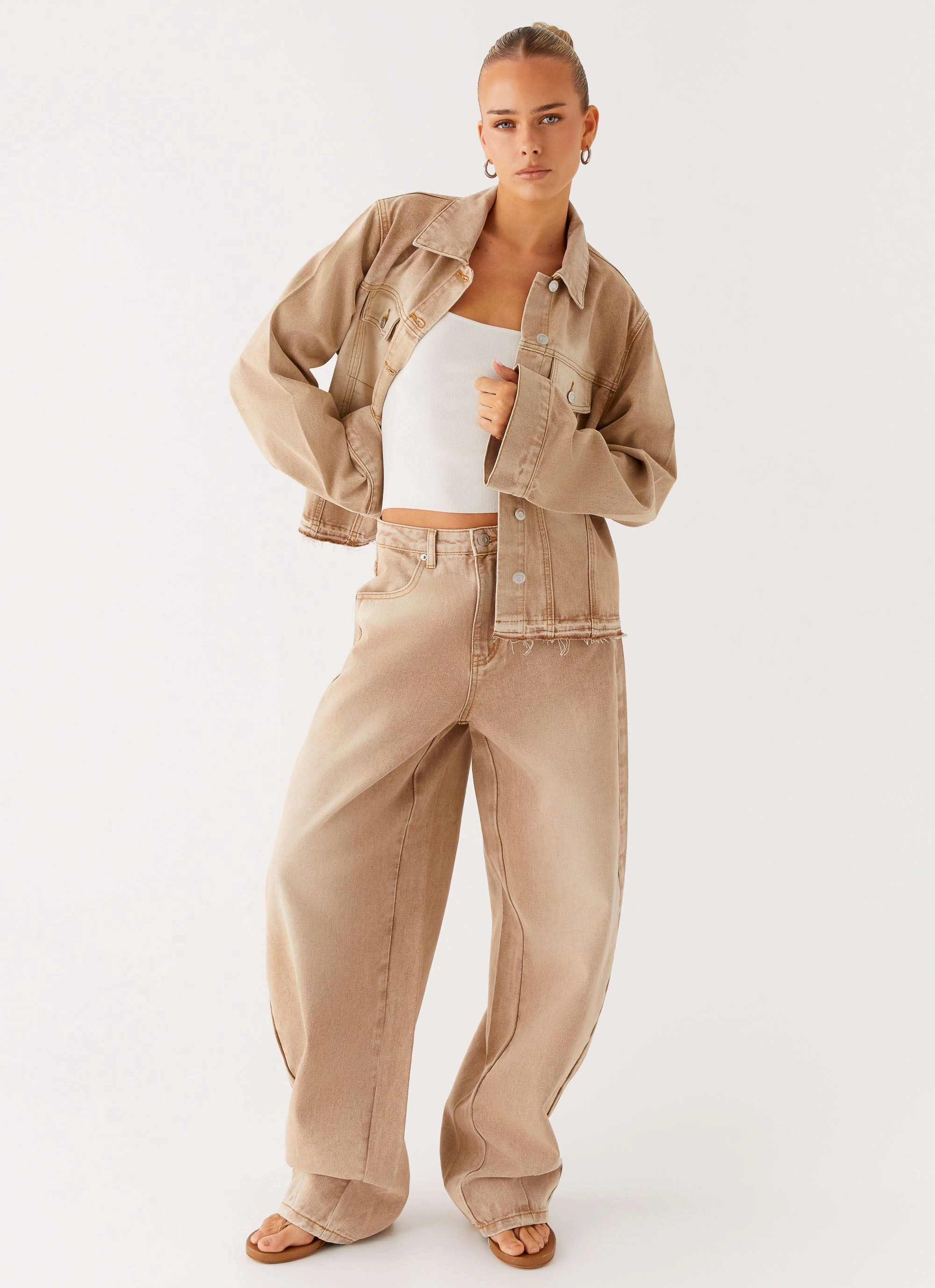 Relaxed Comfort Fit Khalil Baggy Jeans - Tan