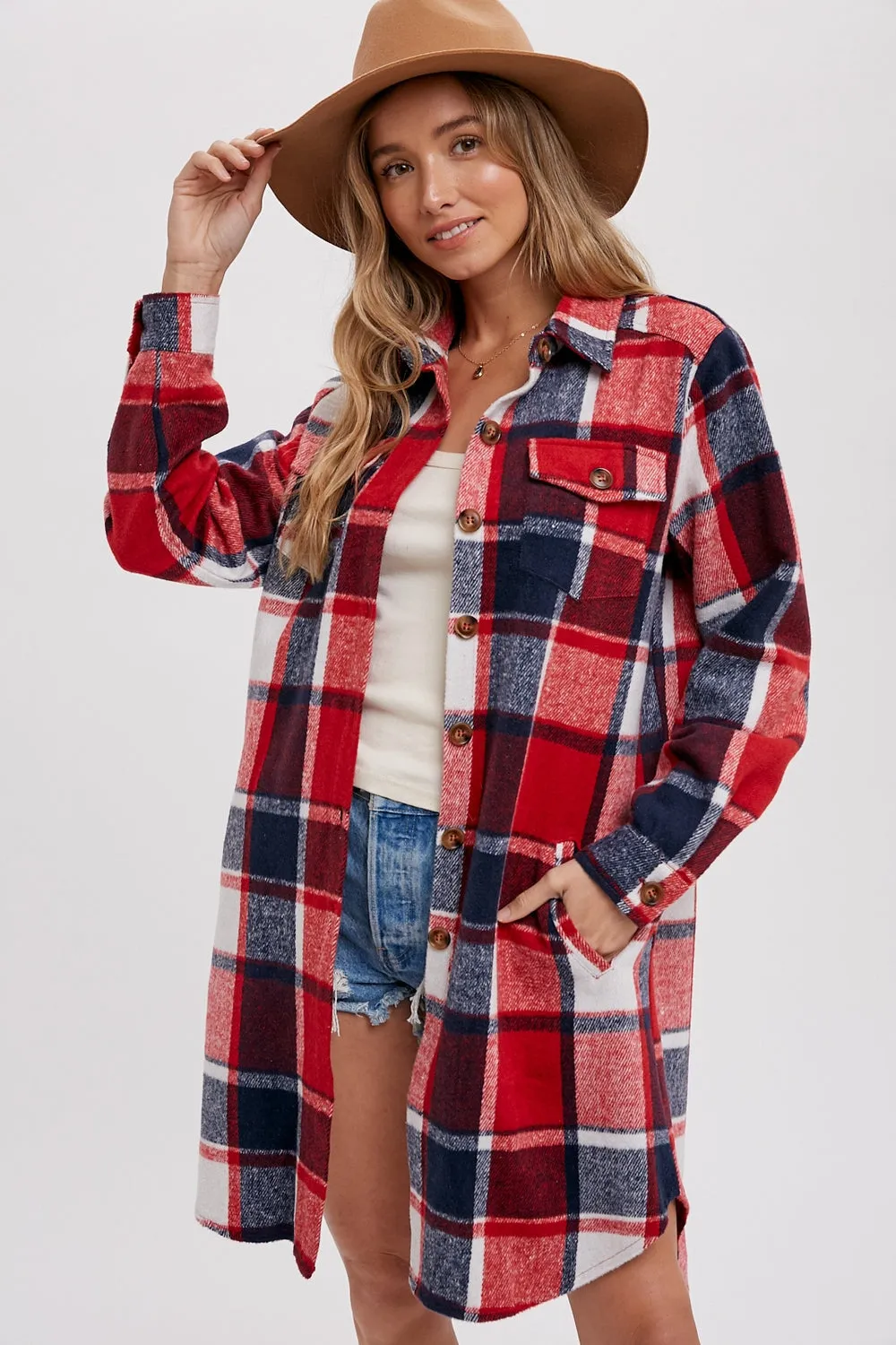 Navy and Red flannel duster * on sale