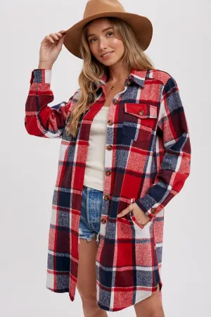Navy and Red flannel duster * on sale