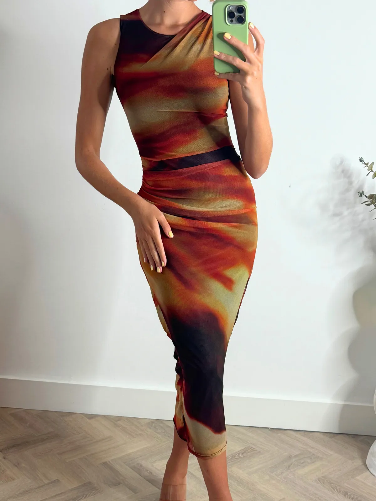 Naya Mesh Sleeveless Maxi dress / Orange Ombre Polite Tone