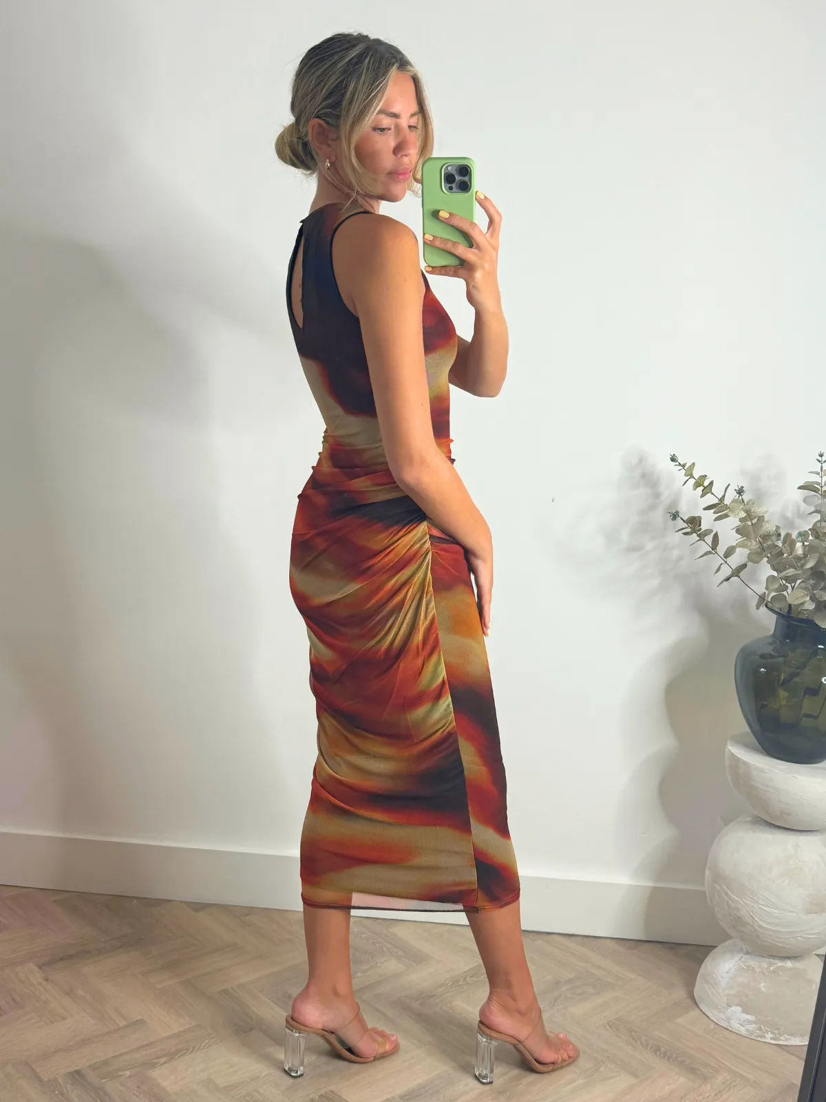 Calm Drape Calm Movement Naya Mesh Sleeveless Maxi dress / Orange Ombre