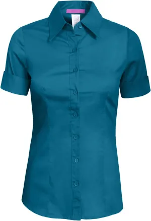 NE PEOPLE Womens Tailored Short Sleeve Button Down Shirt (S-3XL)