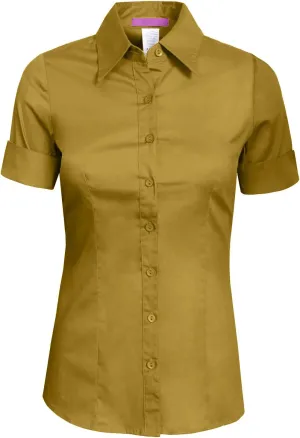 NE PEOPLE Womens Tailored Short Sleeve Button Down Shirt (S-3XL)