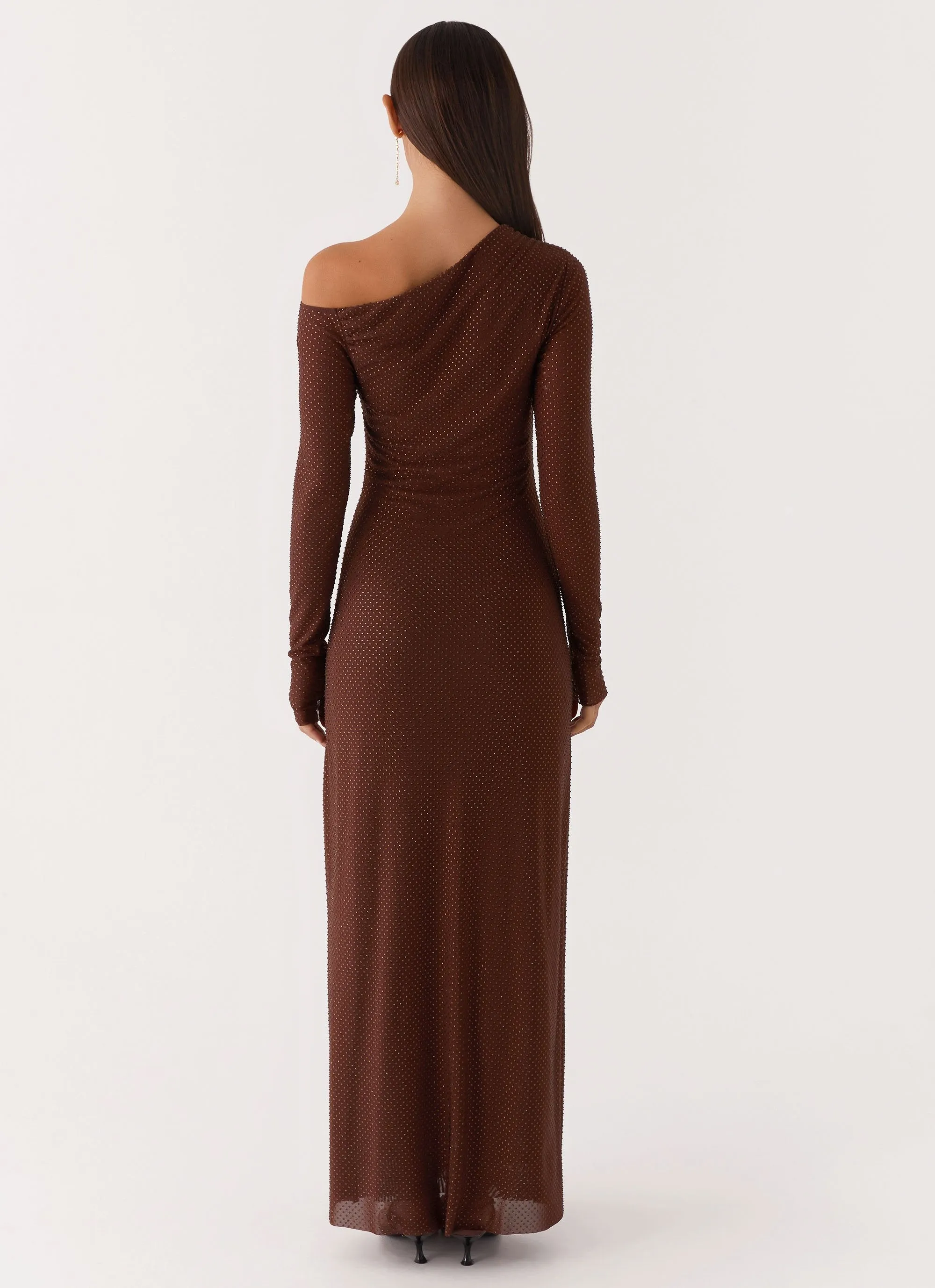 Oriana Sequin Maxi Dress - Chocolate Sharp Profile