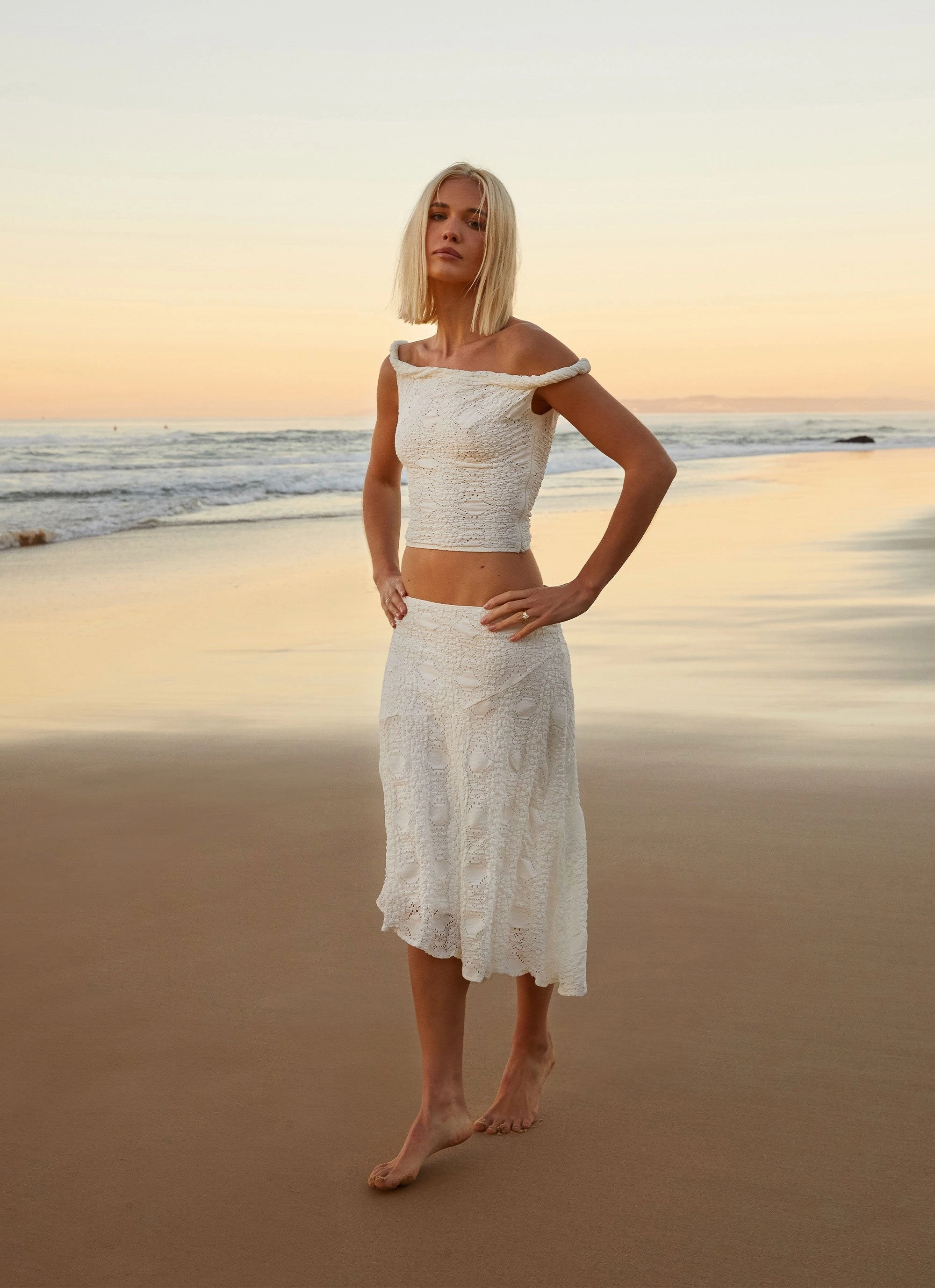 Chic Appeal Diamond Sky Midi Skirt - White