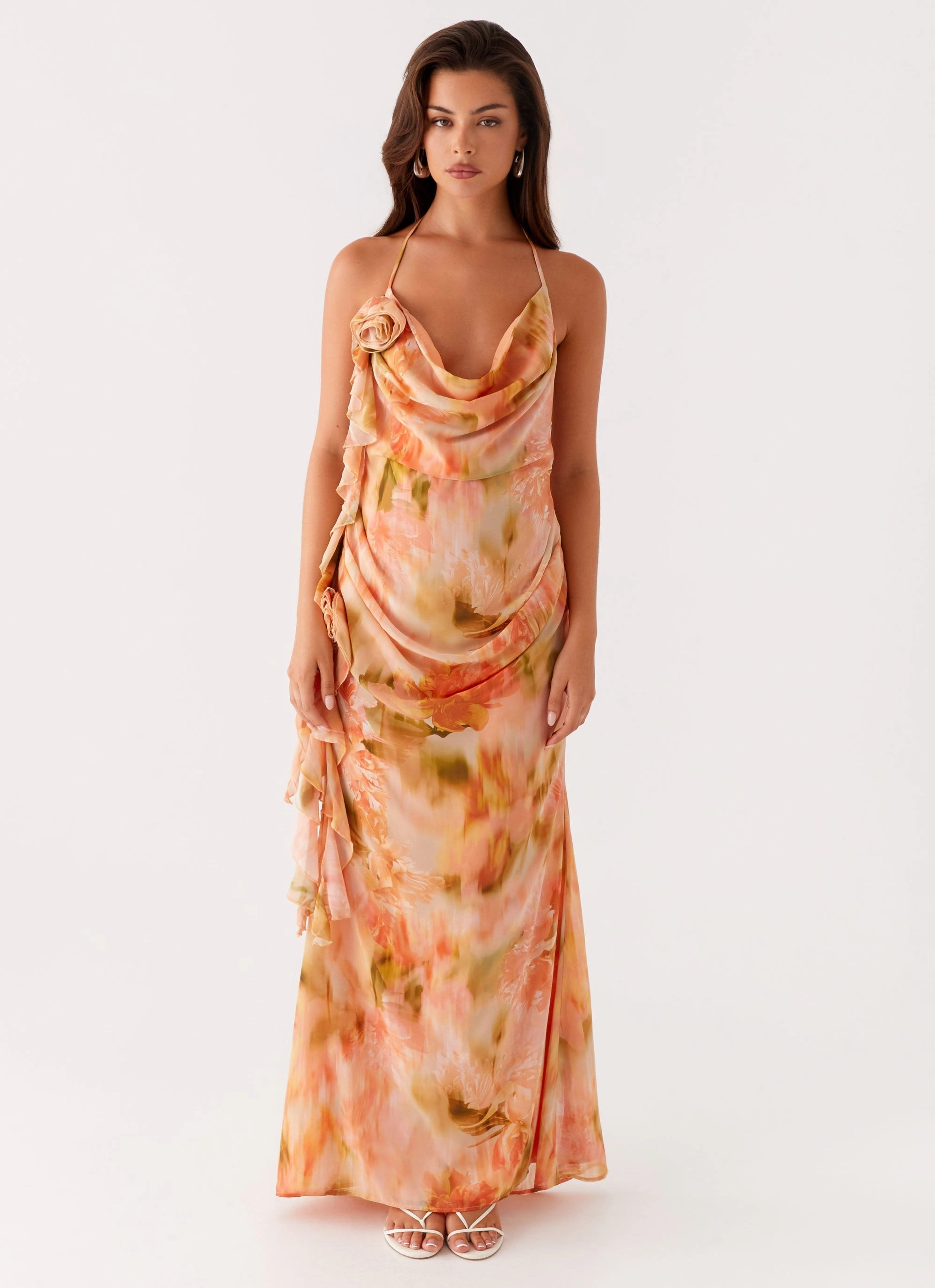Practical-Style Diedre Rose Strappy Maxi Dress - Sunset Floral