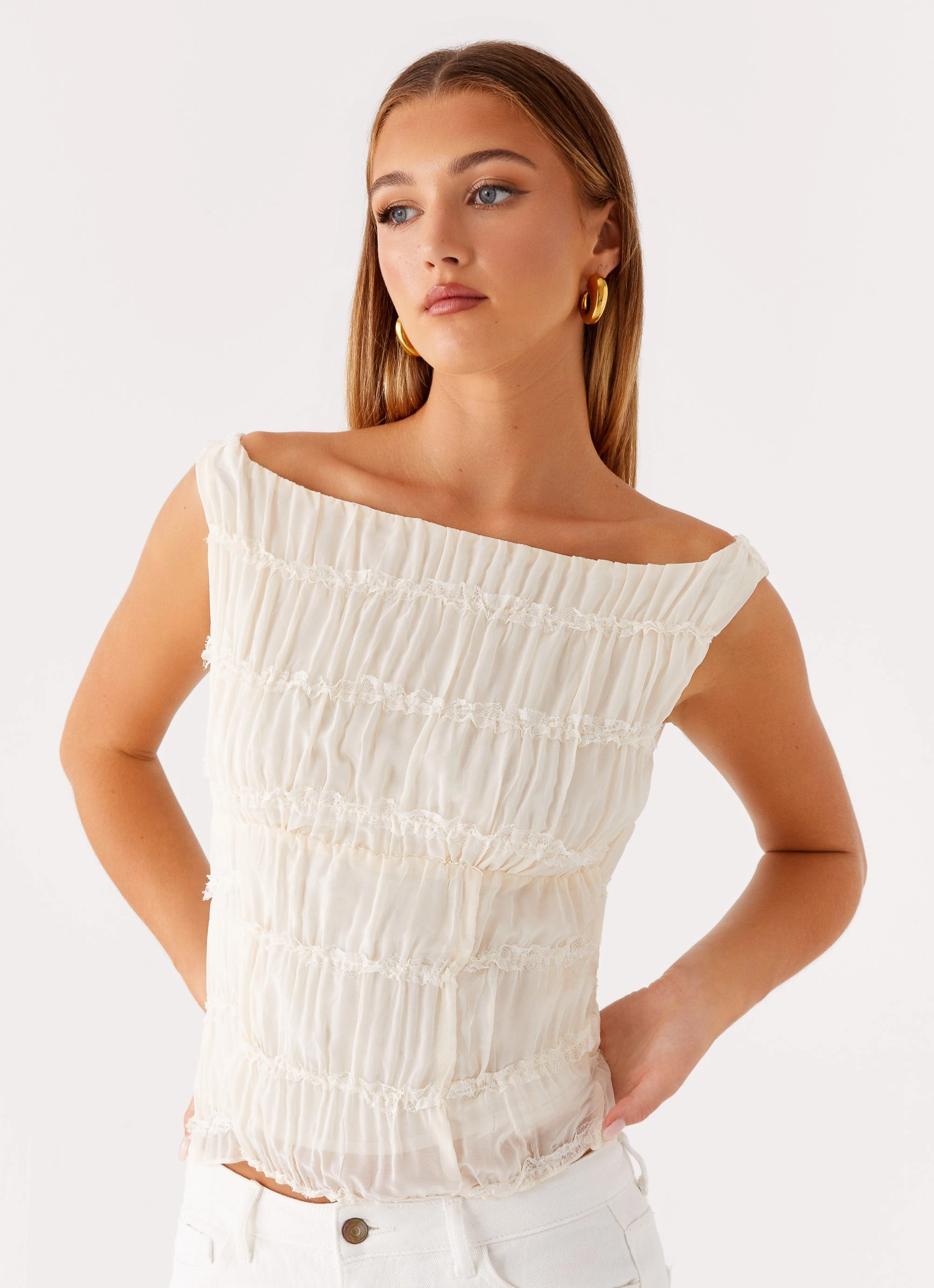Nebula Top - Ivory Adjustable Hem Cuff