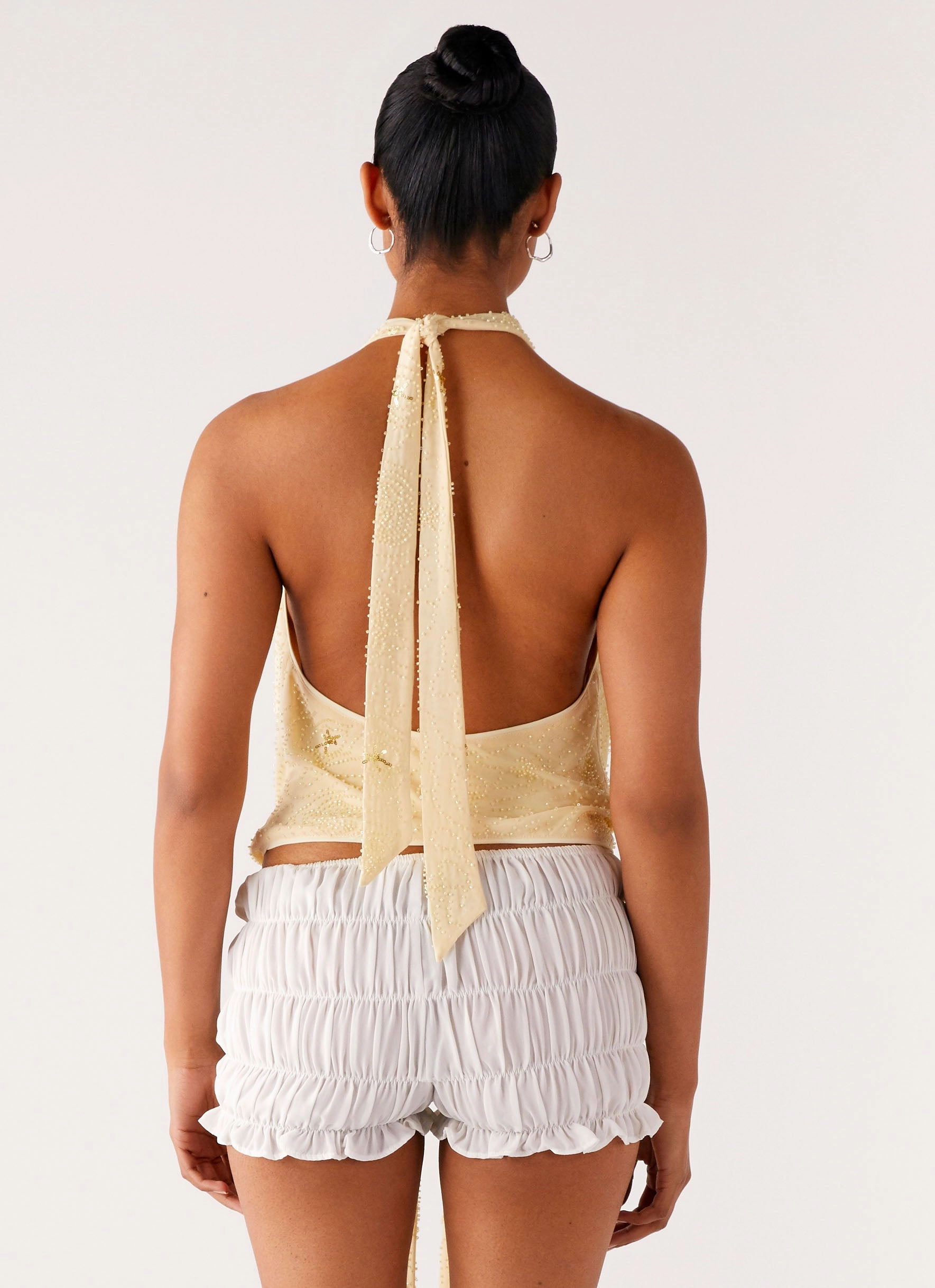 Neptune Halter Top - Yellow Ultra Soft Handfeel Relaxed Top