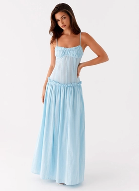 Jacinda Drop Waist Maxi Dress - Blue Blush Glow Relaxed Style Wear