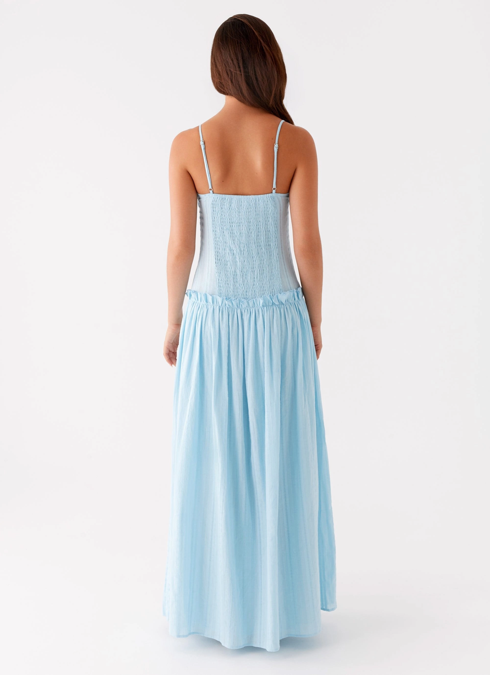 Jacinda Drop Waist Maxi Dress - Blue Perfect Wear
