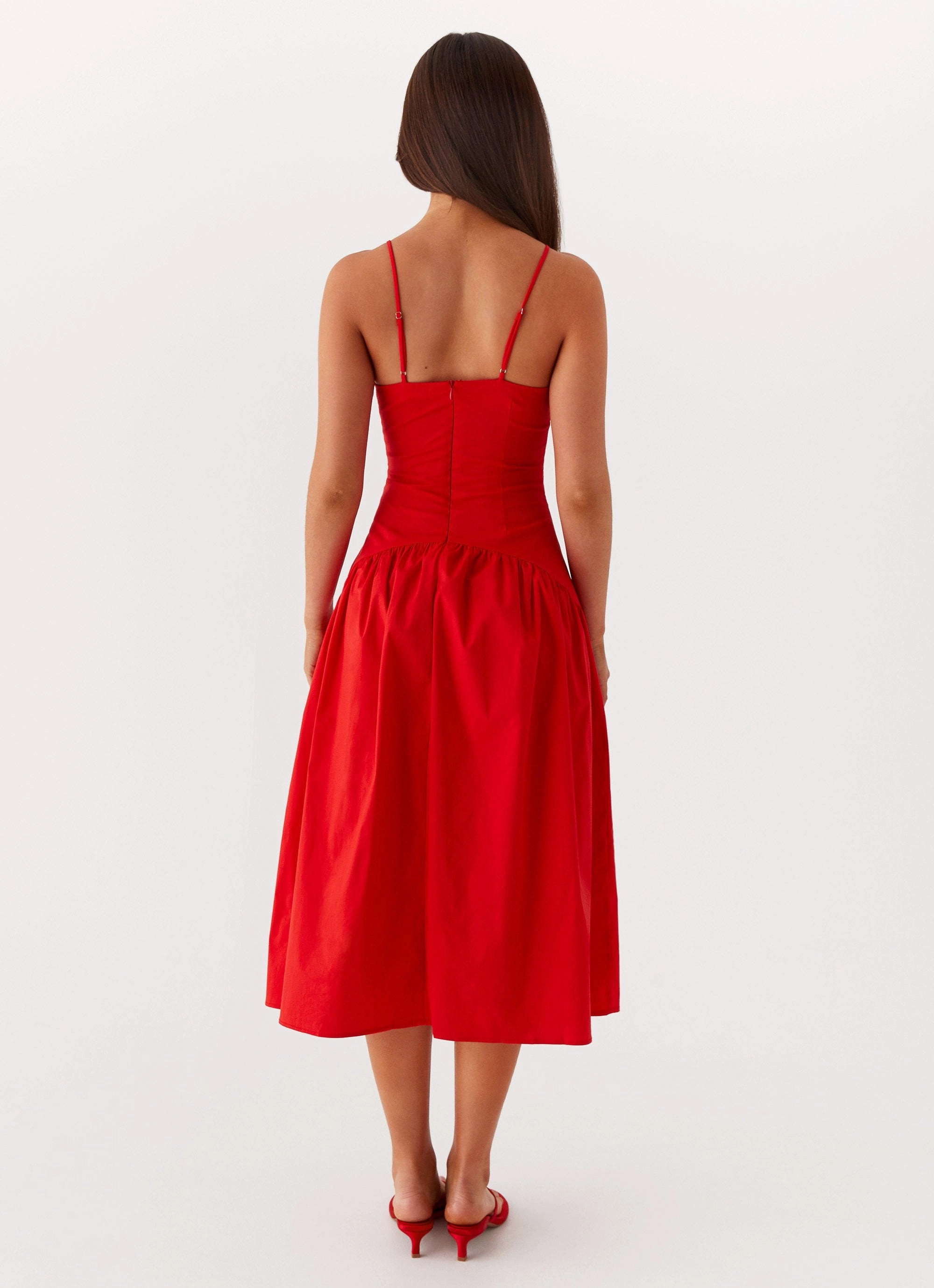Contemporary Design Relaxed Fit Look Yvette Corset Midi Dress - Red