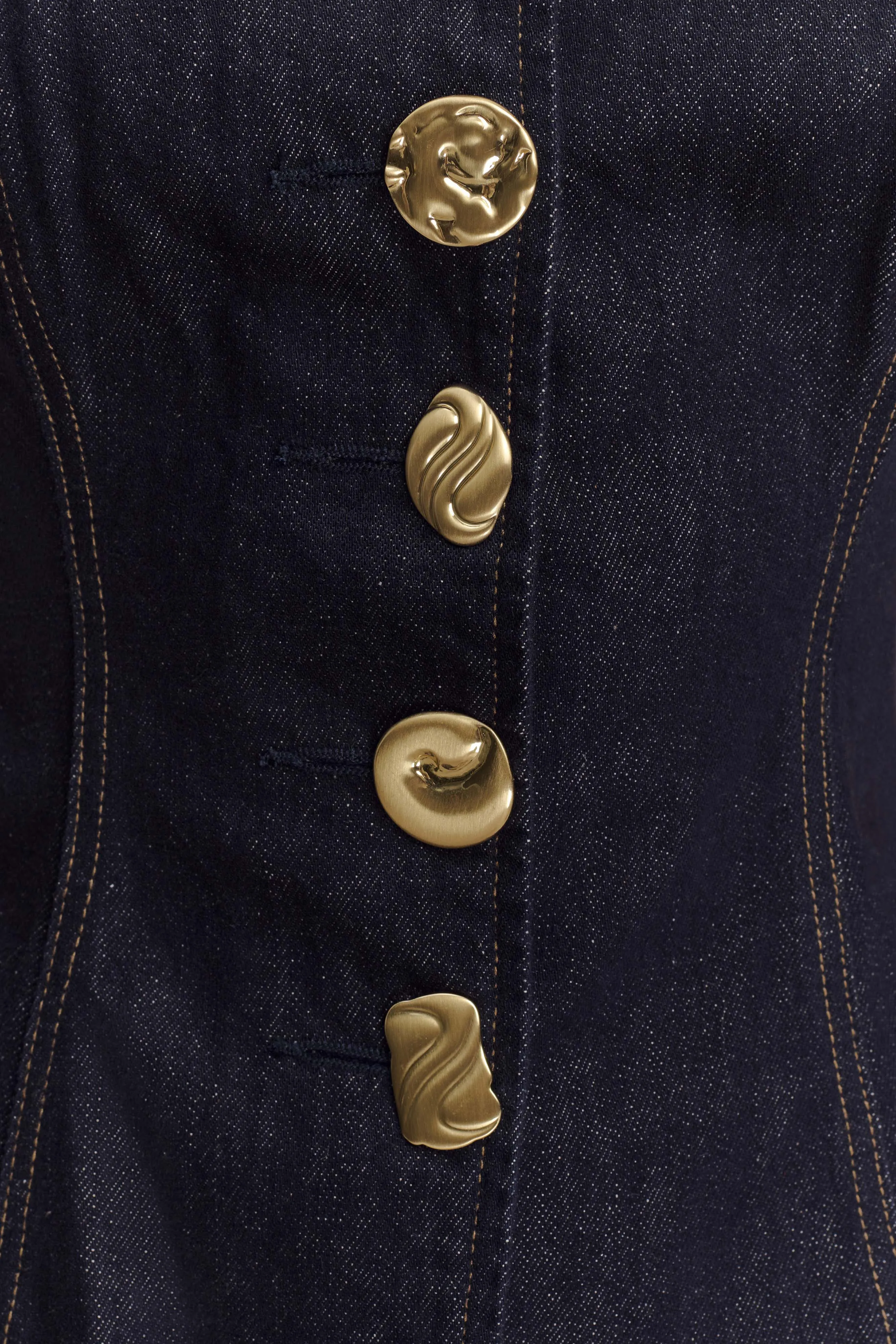 Neve Sleeveless Buttoned Denim Top - Washed Indigo Blue