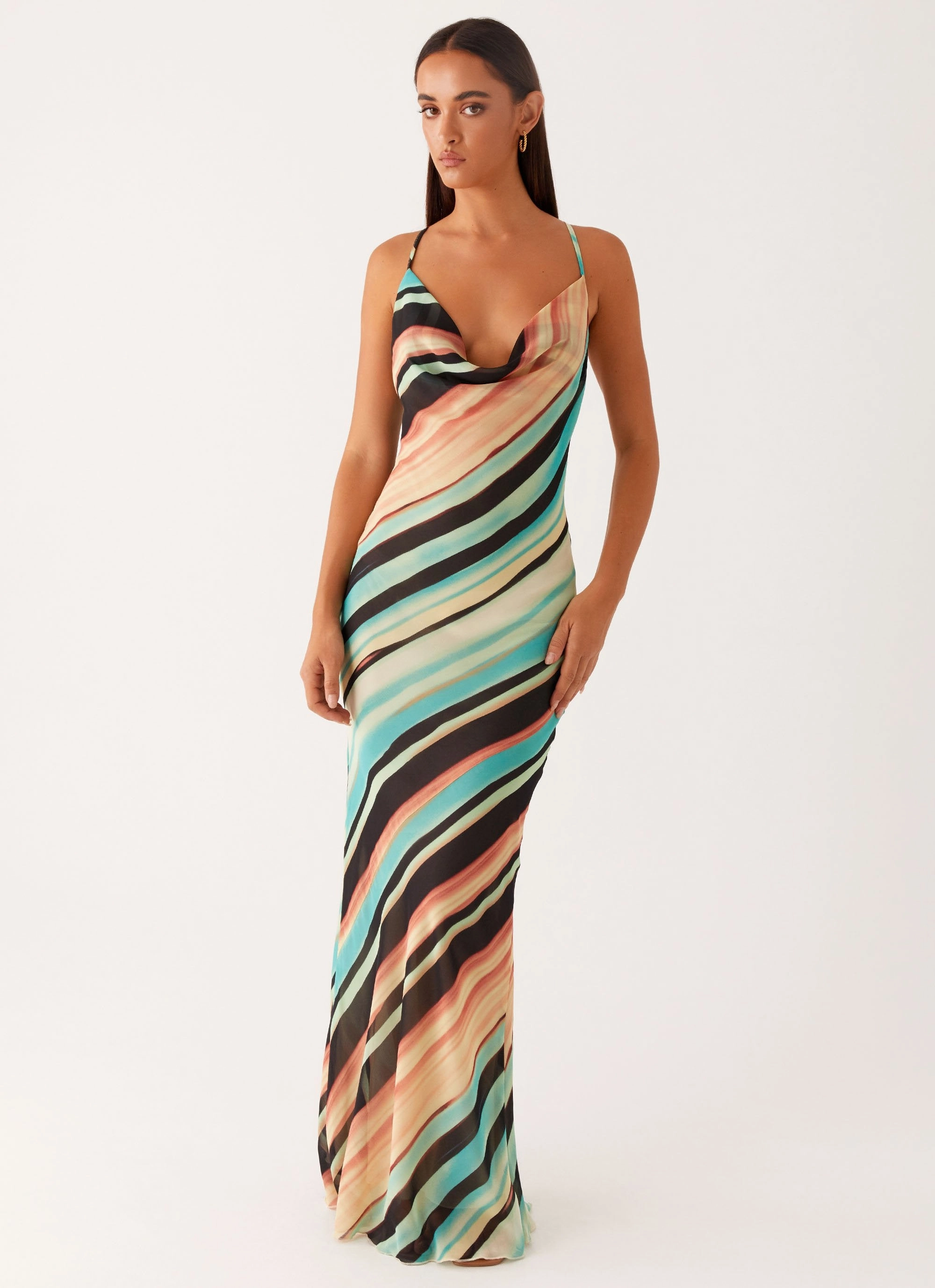 Never Knew Maxi Dress - Stripe Evening Vibe
