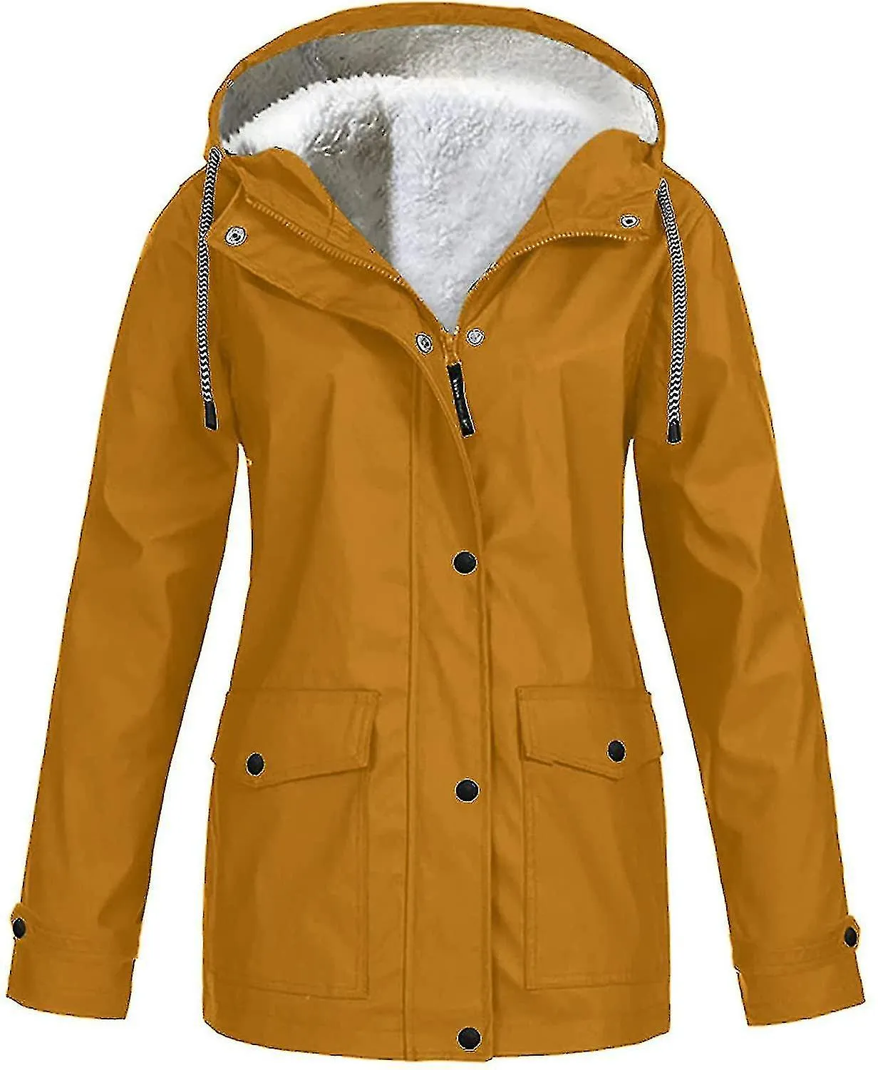 NEW Drepurja Coats for Women Winter Warm Long Sleeve Fuzzy Fleece Jackets Zip Up Hoodies Sherpa Lined Thermal Jacket, Khaki bit darker like Carhartt Brown, Sz 3X, Fits like 2X