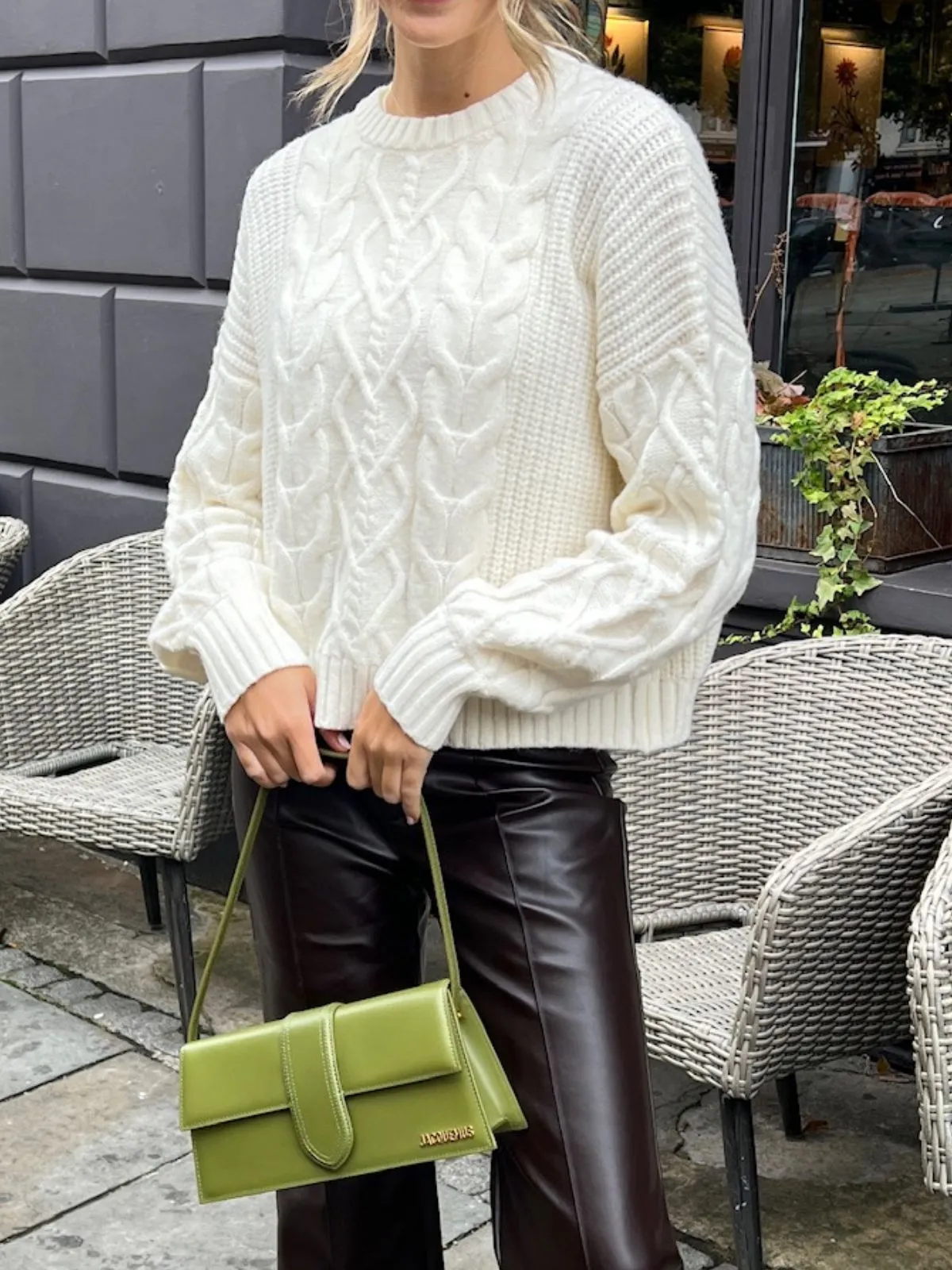 NEW FIT Juniper Cable Knit Jumper in Cream Relaxed Style Texture Tone