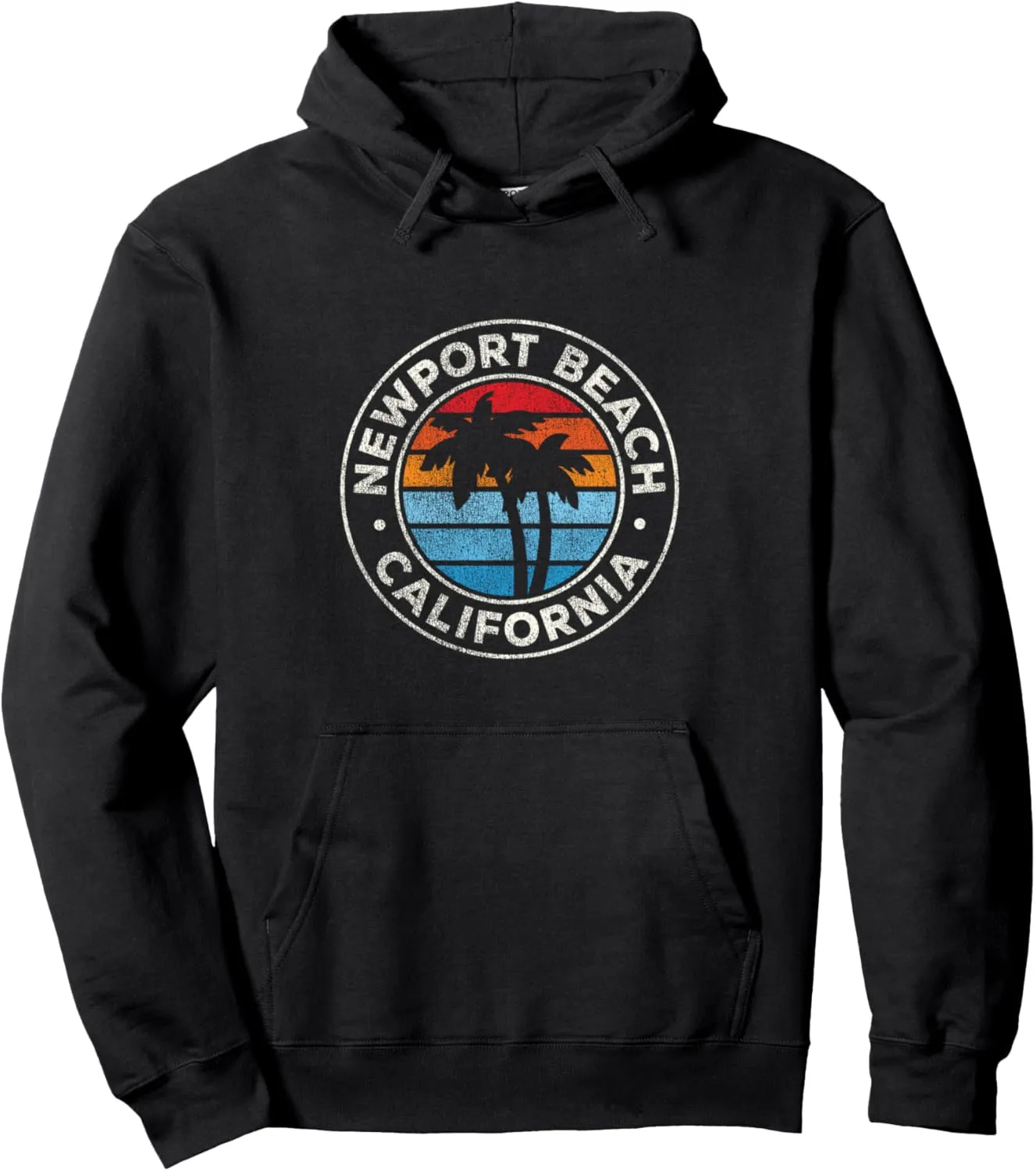 Newport Beach California CA Vintage Graphic Retro 70s Pullover Hoodie