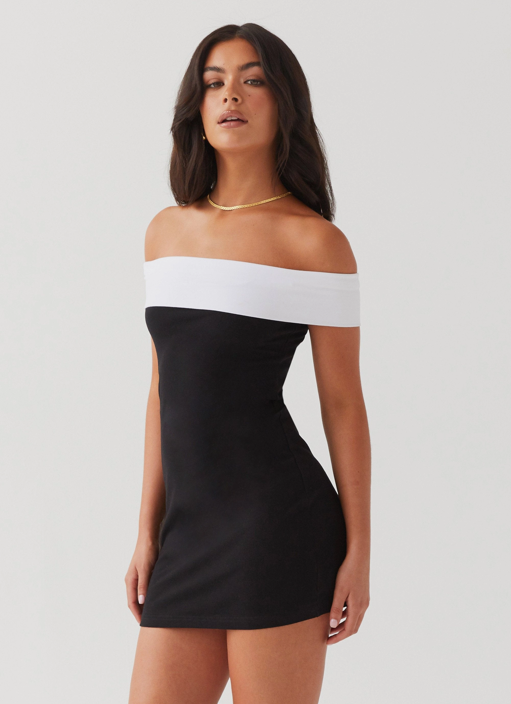 Diamonds and Pearls Mini Dress - Black Work-Ready Look Fashion Option