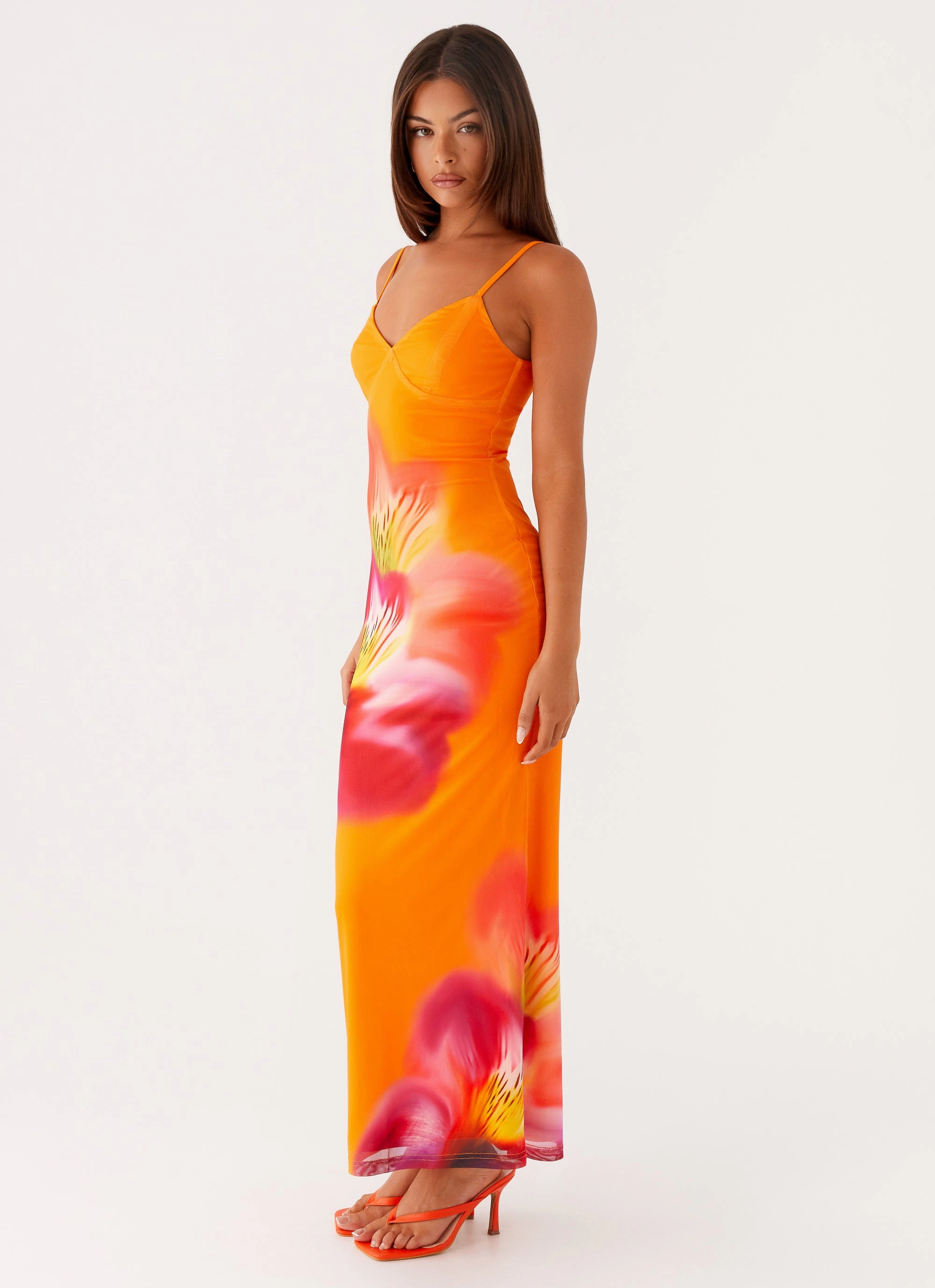 Classic sheath dress Cozy Flex Kasey Midi Dress - Orange Tropical