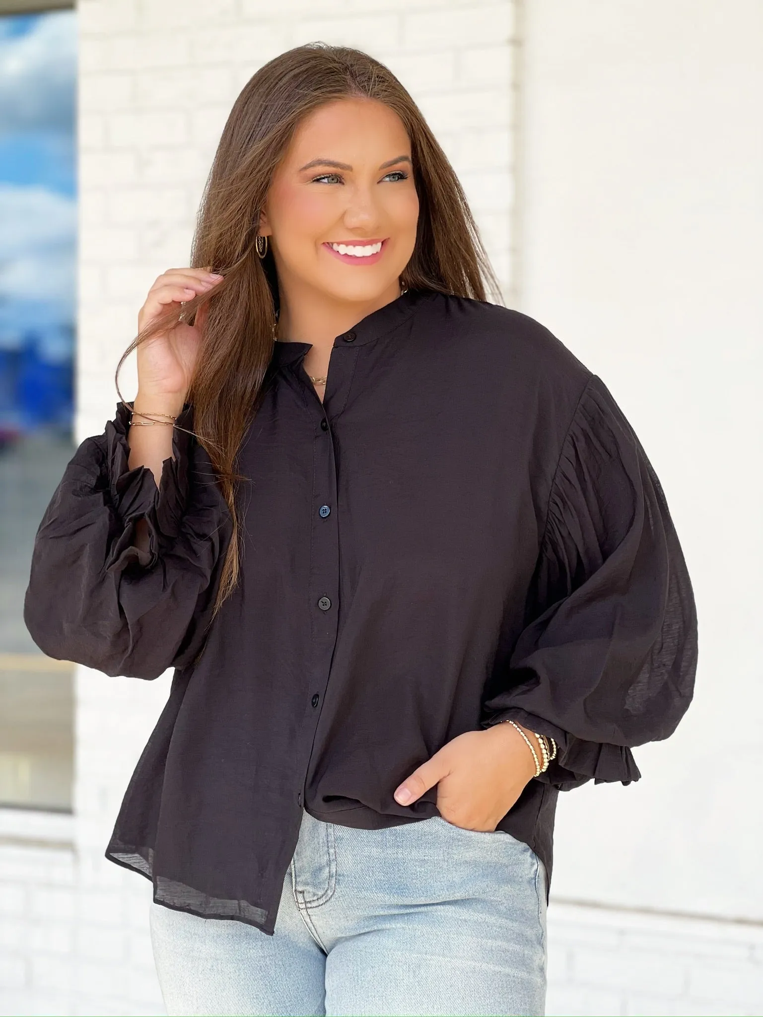 Nicely Done Blouse - Black OdorResistantFinish Breathable Underarm Gussets