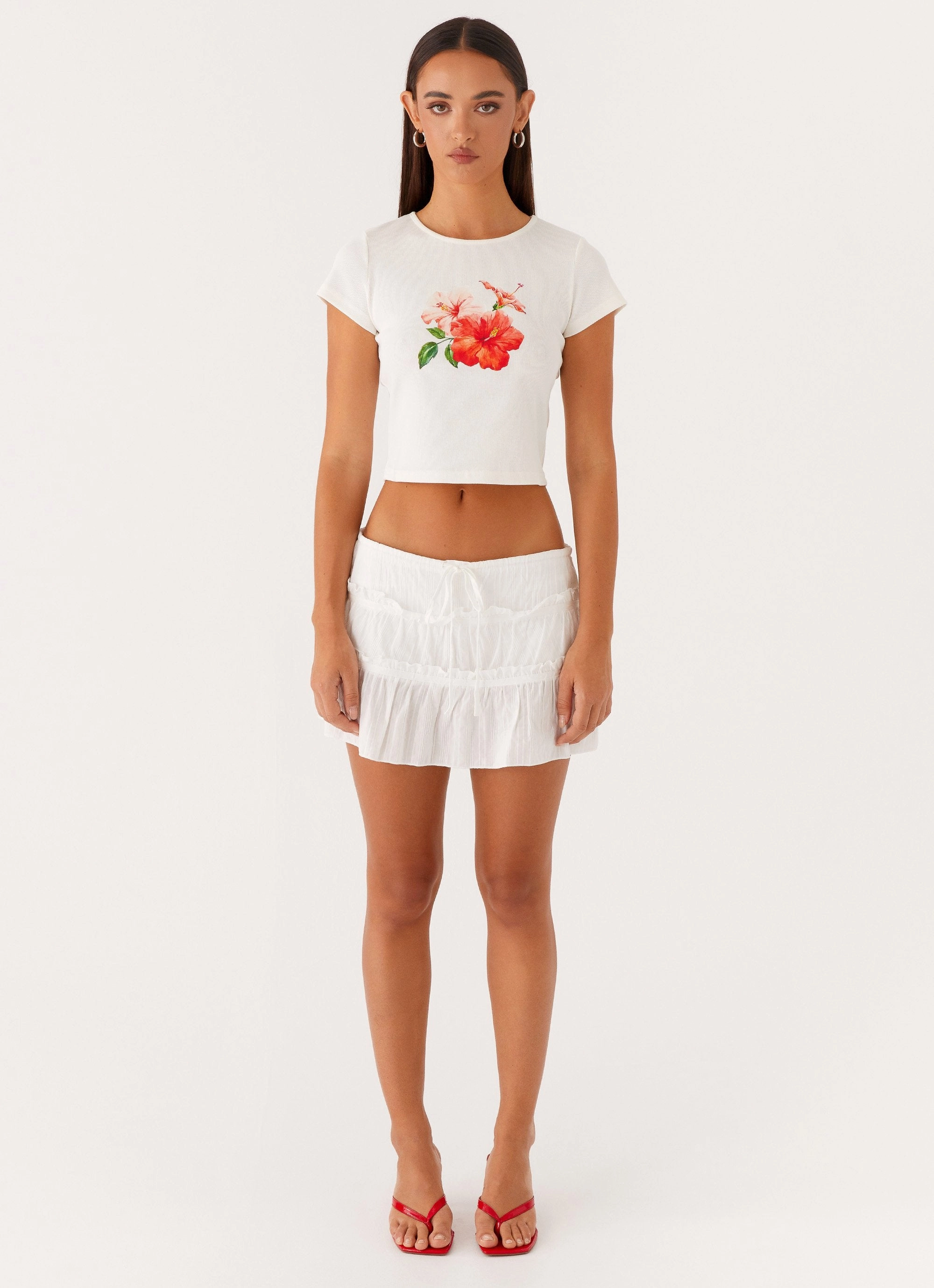 Chic Look Nicolette Ruched Skort - White