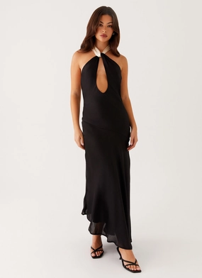 Night Owl Maxi Dress - Black Empire Waist
