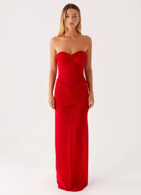 Tailored Style Ottilie Mesh Maxi Dress - Red