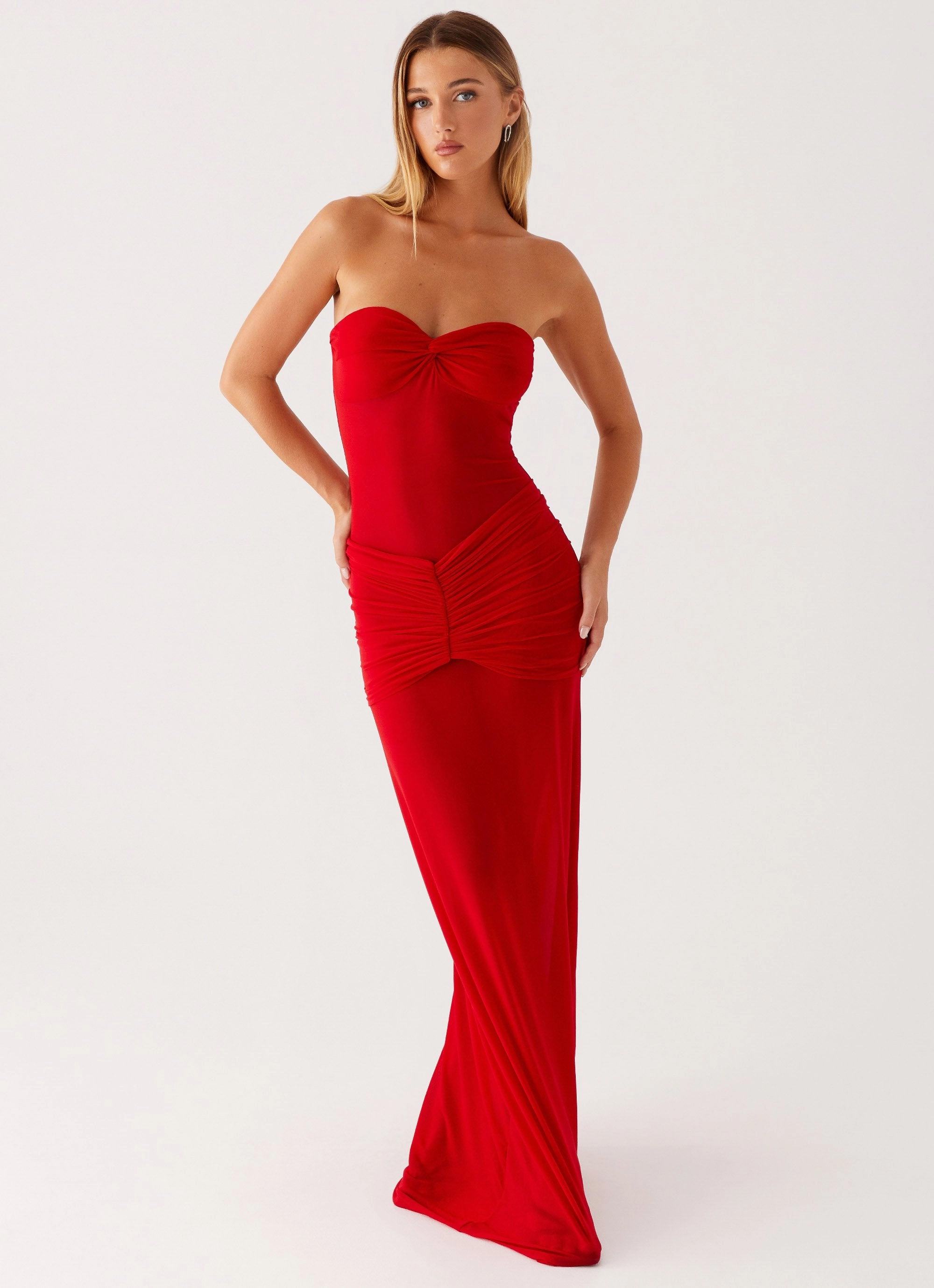 Ottilie Mesh Maxi Dress - Red SeamlessConstruction Rose Soft