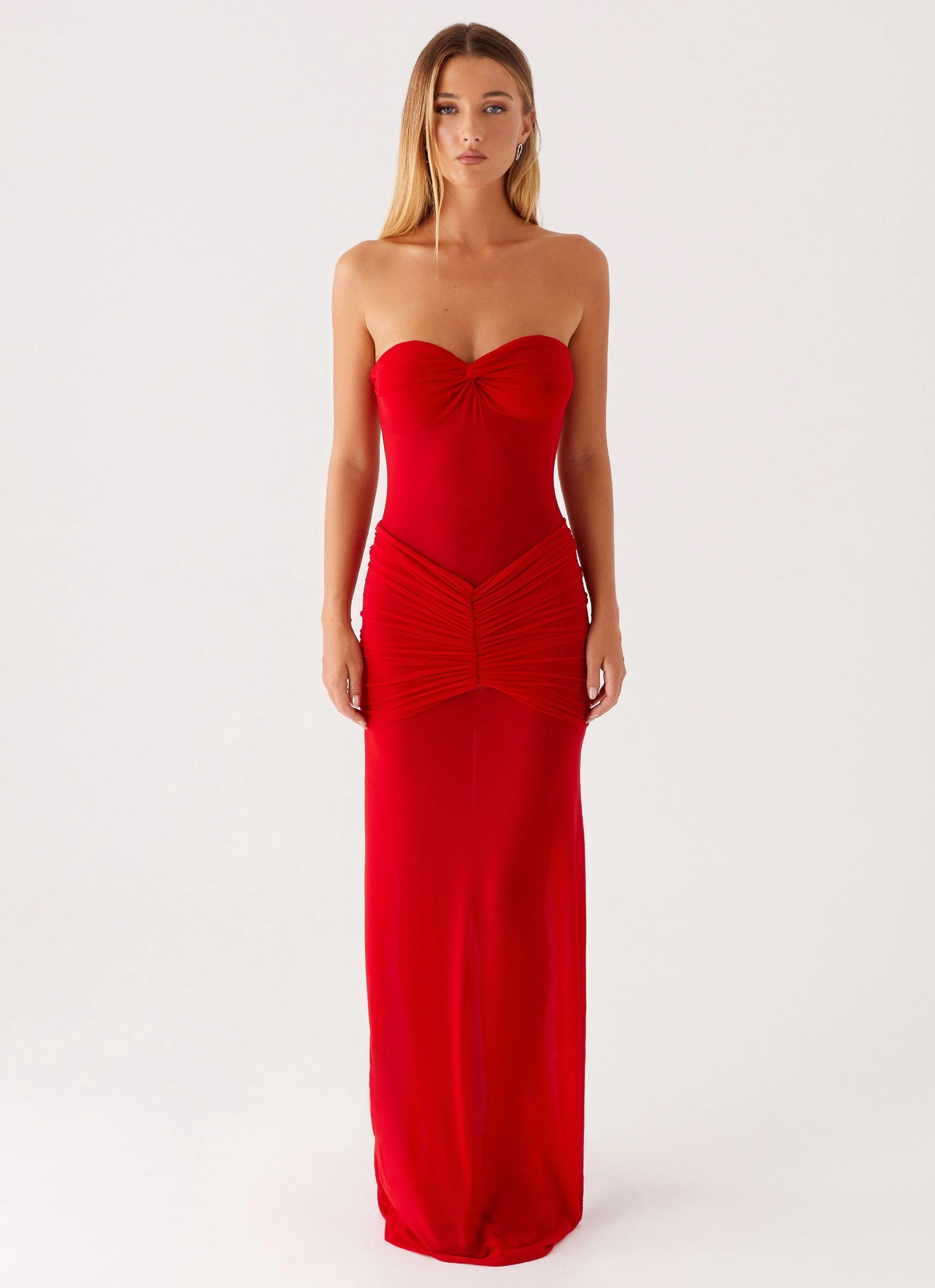 Tailored Style Ottilie Mesh Maxi Dress - Red