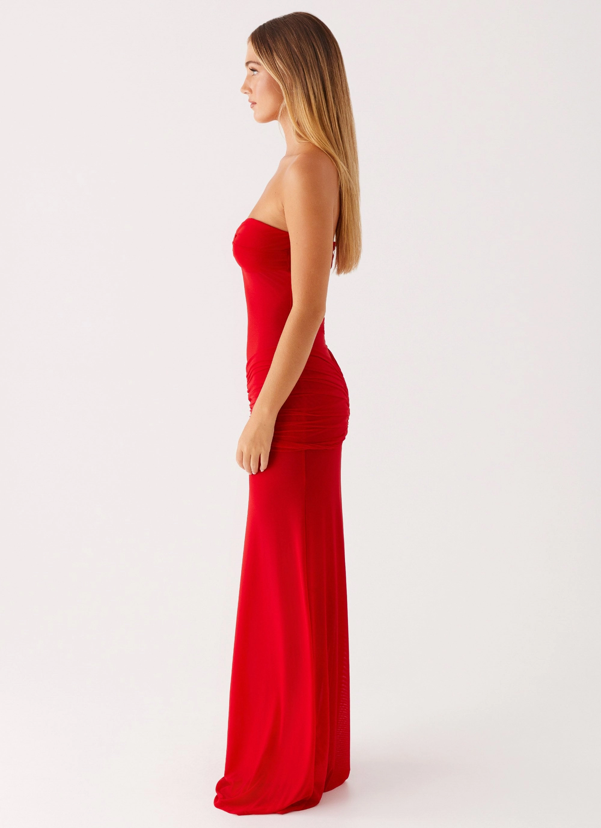 Ottilie Mesh Maxi Dress - Red Elegant Vibe
