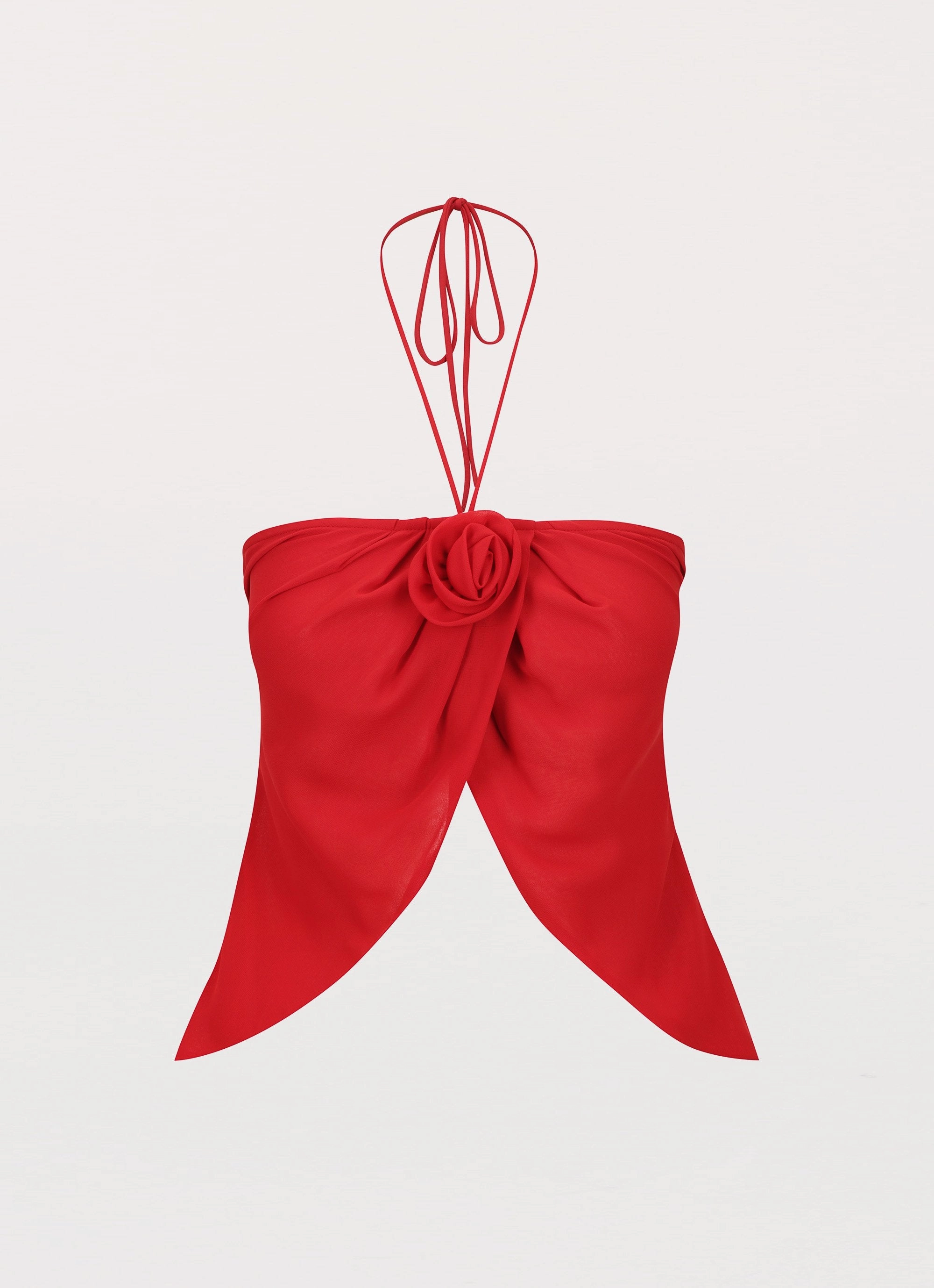 Fashionable Look Soft Cotton Blend Nightfall Rose Tie Top - Rouge Red