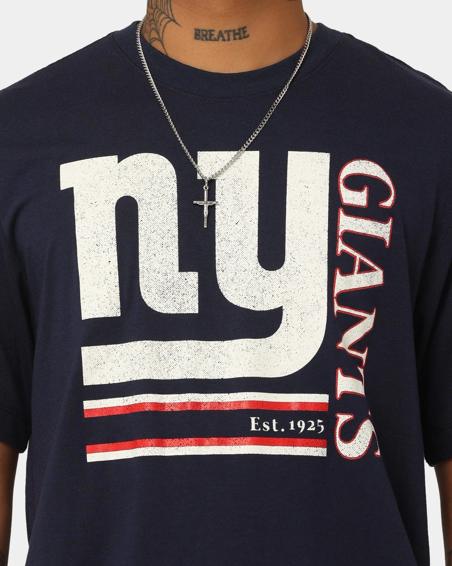 Nike New York Giants Triblend Logo T-Shirt College Navy