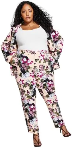 Nina Parker Trendy Plus Size Floral Print Tailored Pants Floral Print 3X