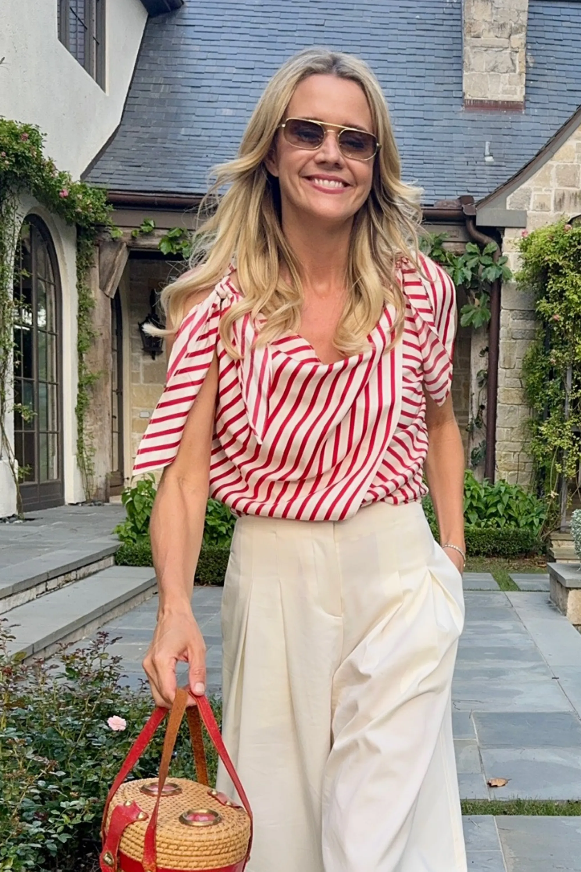 MASON'S DAUGHTER | Lily Scarf Top, Red & White Silk Twill Multi-Purpose Wear Flexible Layer