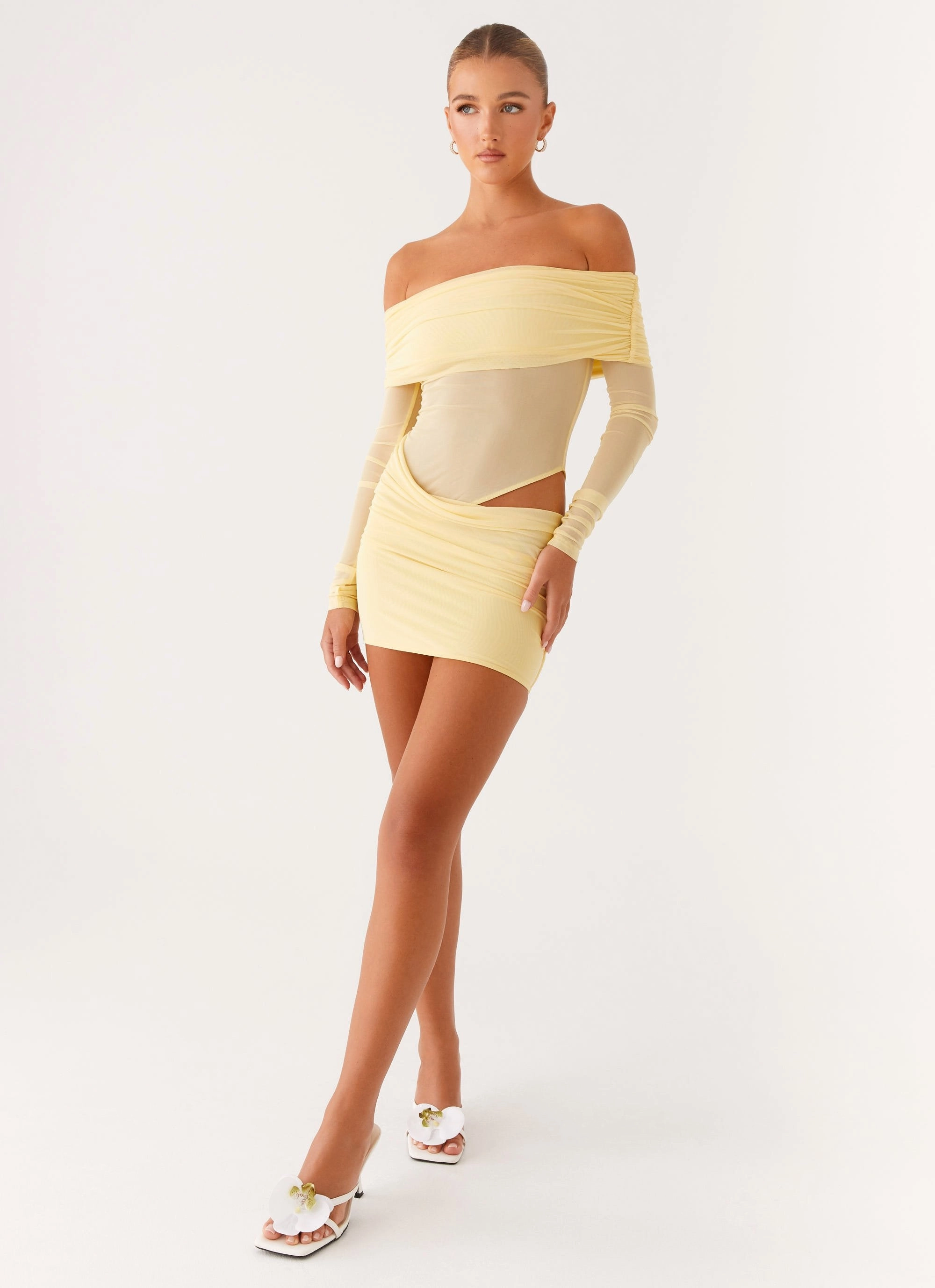 No Doubt Mini Dress - Yellow High-Neck