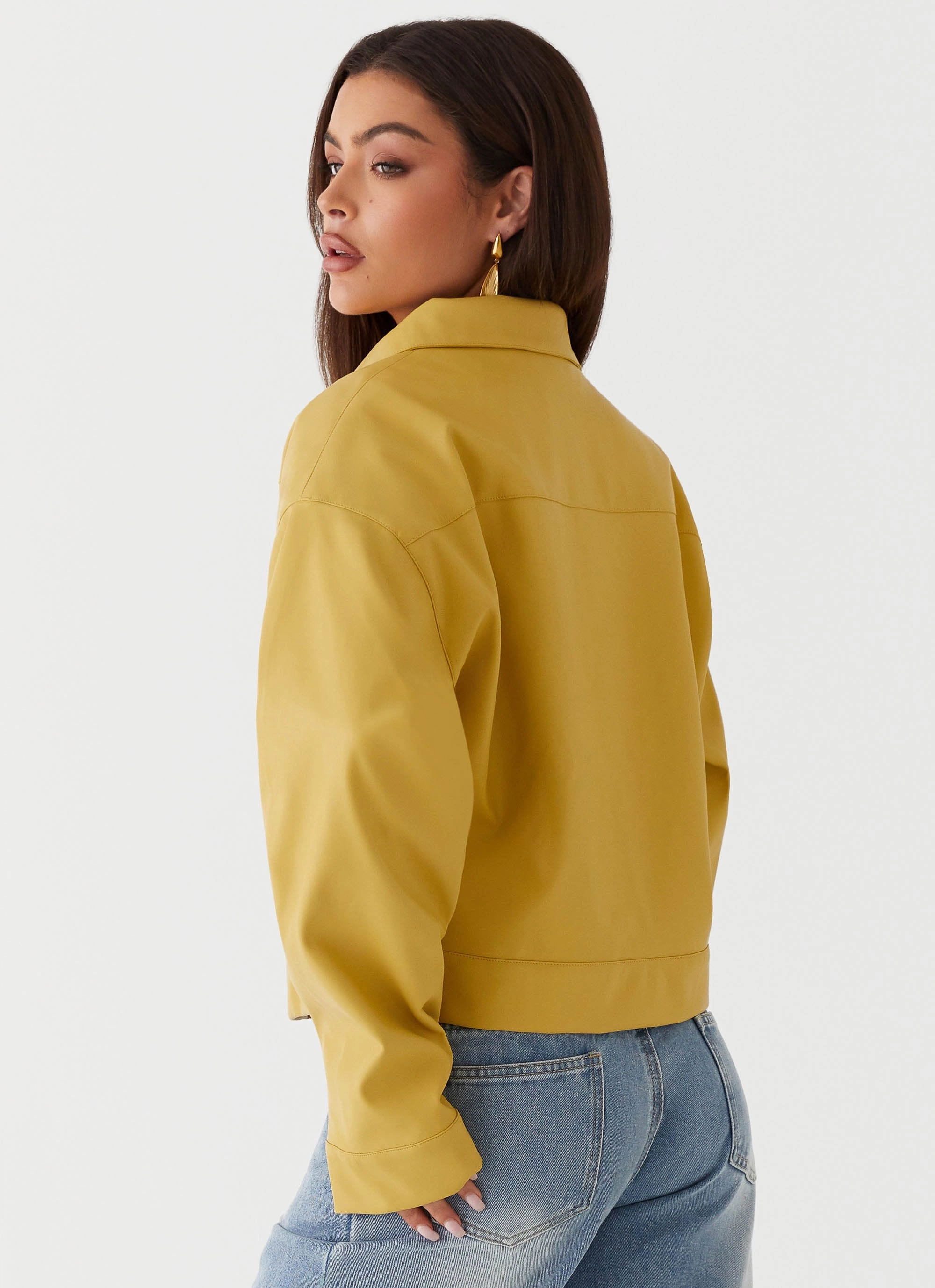 Elara Oversized Jacket - Yellow Secure Closure System Hypoallergenic Lining