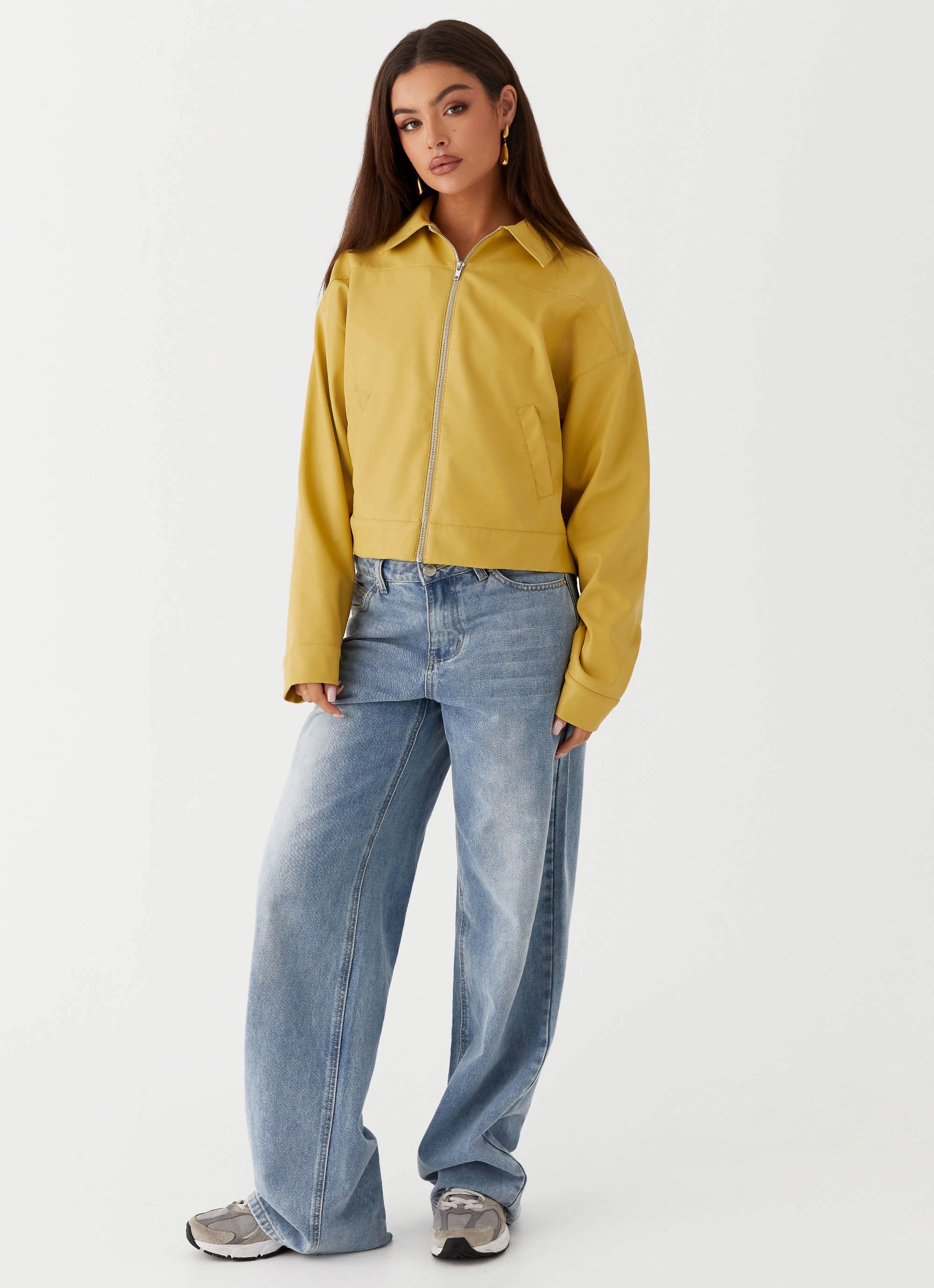 Elara Oversized Jacket - Yellow Relaxed Fit Silhouette Neutral palette