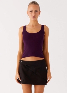 Non Restrictive Fit No Signal Knit Top - Plum