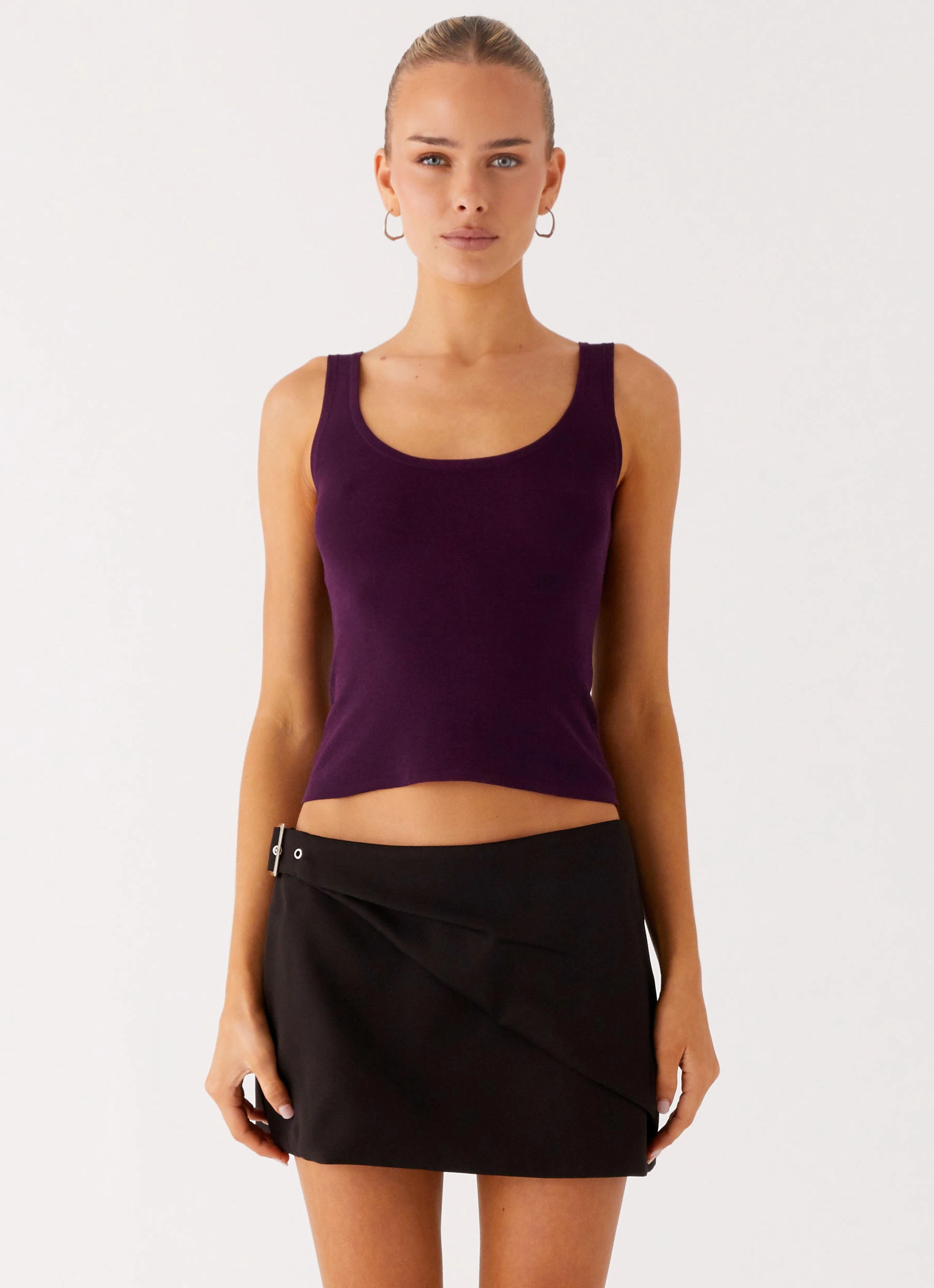 Non Restrictive Fit No Signal Knit Top - Plum