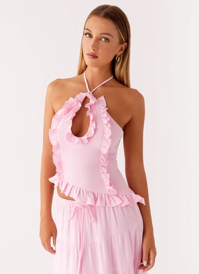 Reflective Safety Accents Mariella Linen Top - Pink