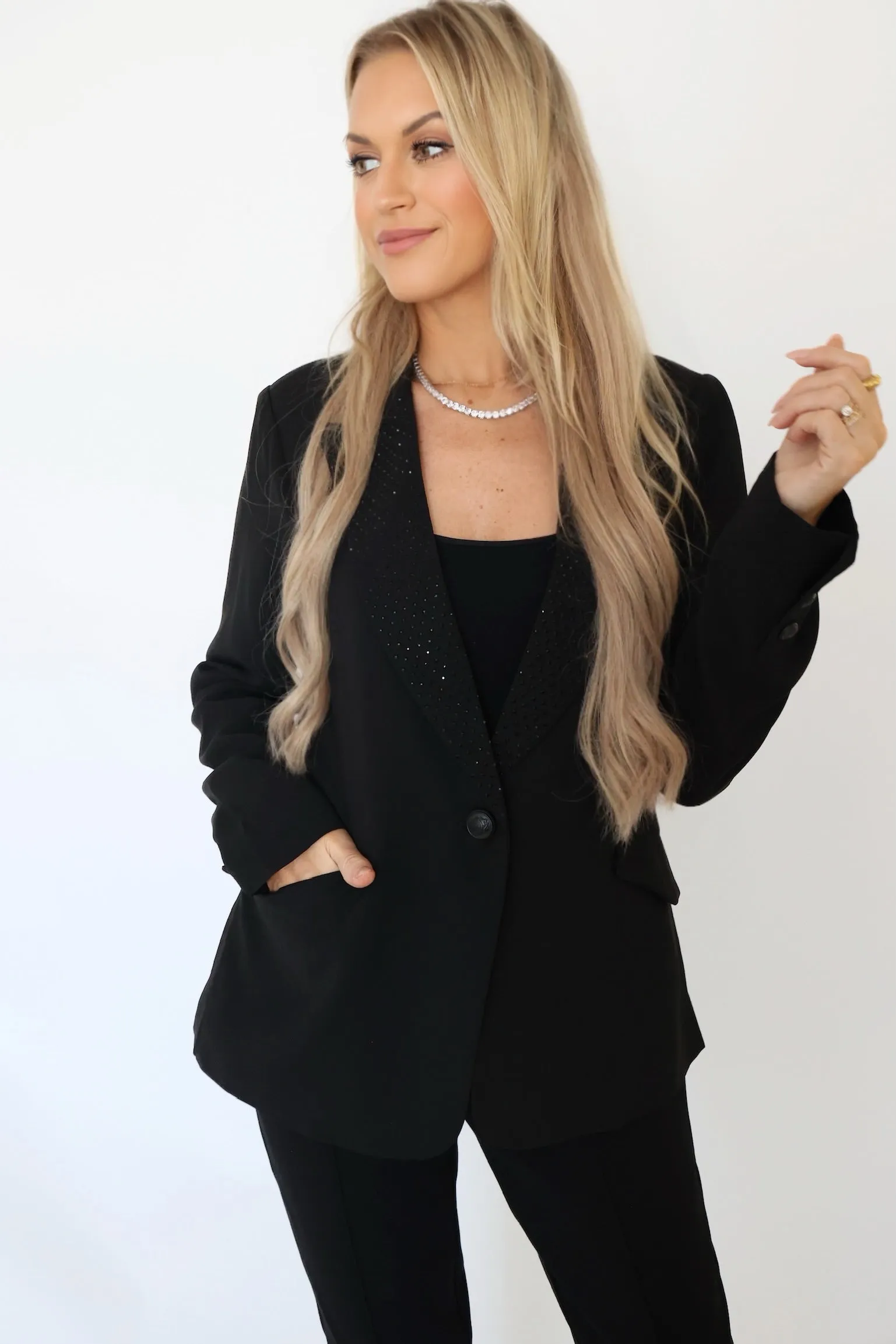 QuickDryConstruction OdorResistant Treatment Gemma Rhinestone Blazer (FINAL SALE)