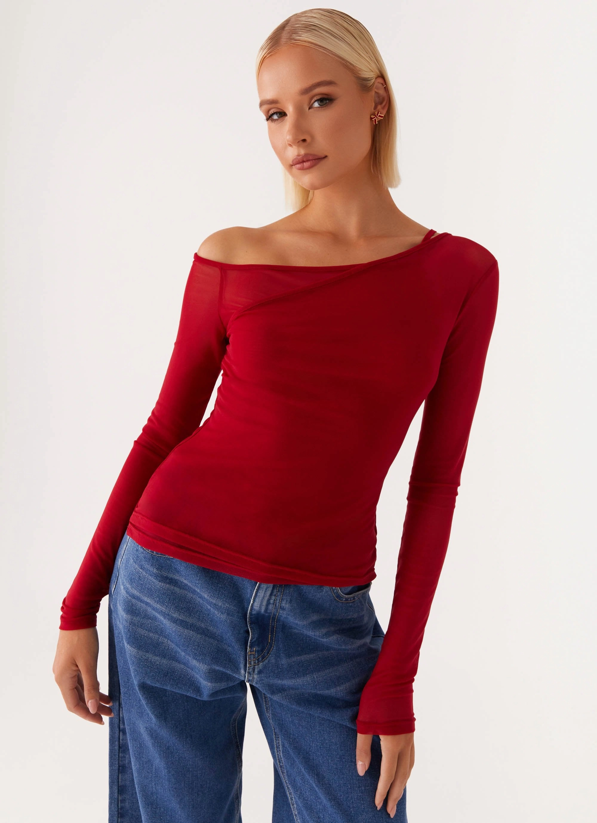 DoubleLayeredShoulders Elodie Top - Red