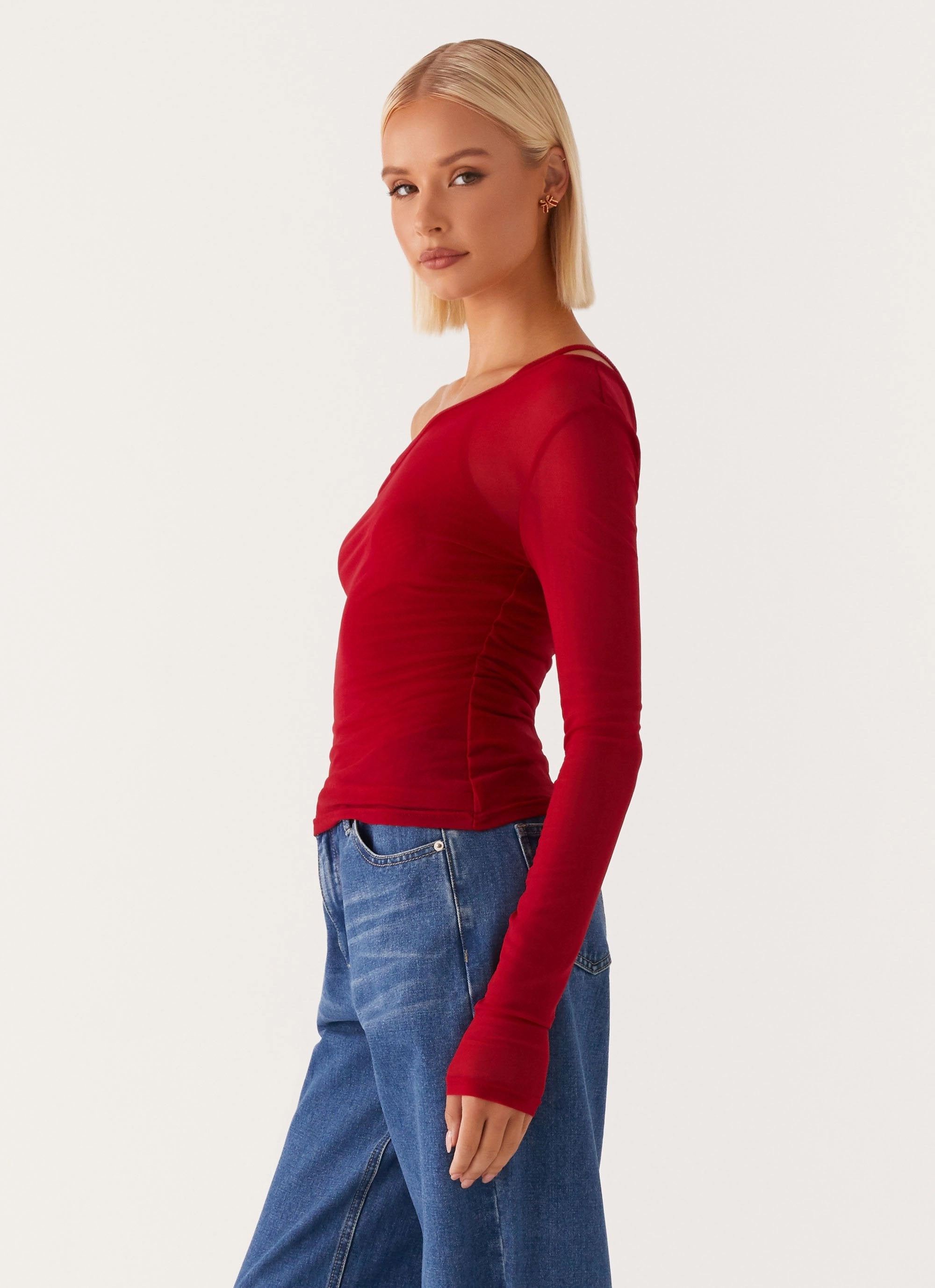 RaglanSleeve Organic Cotton Fiber Elodie Top - Red