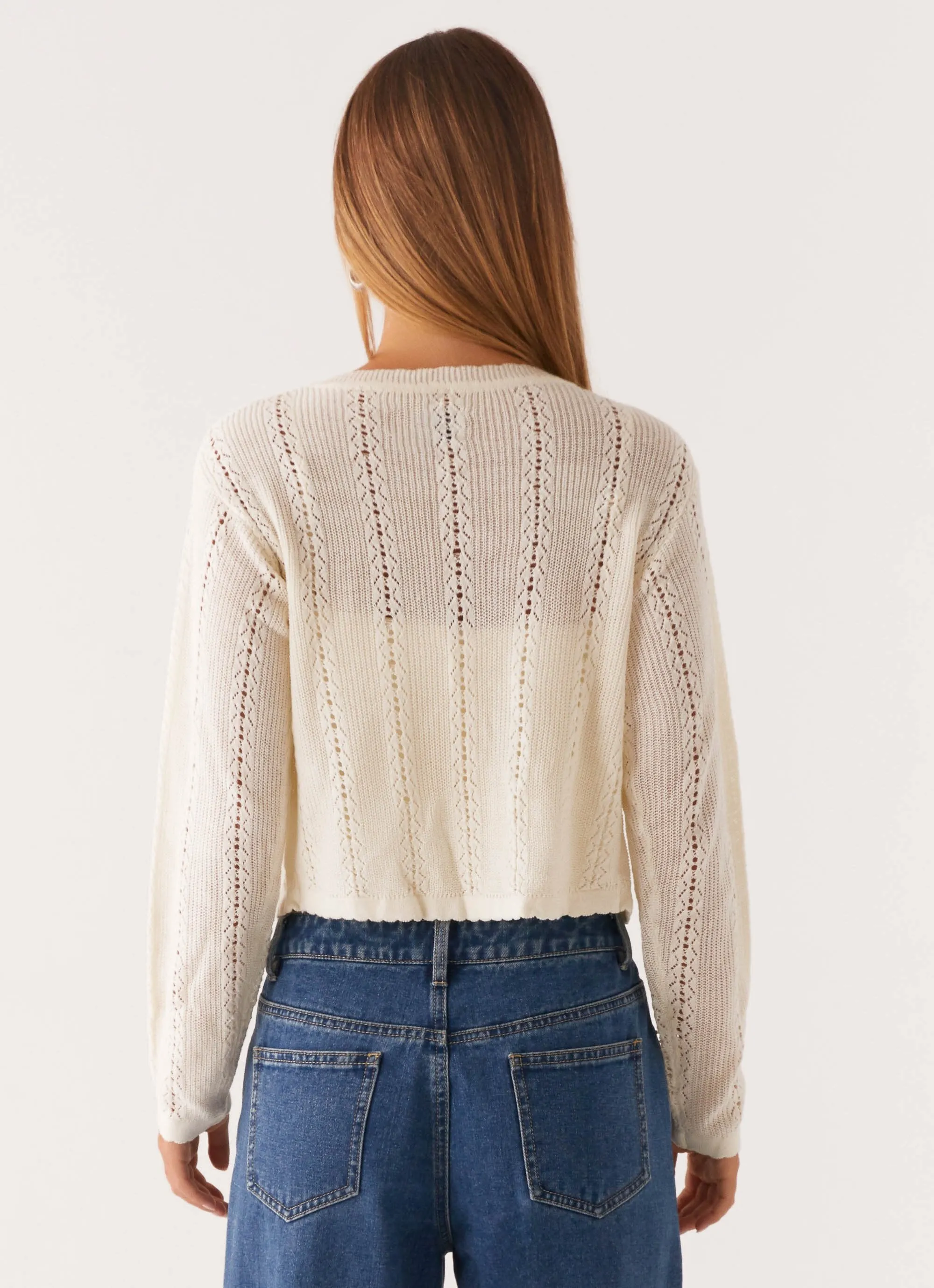 Multi Panel Construction Tough Love Knit Cardigan - White