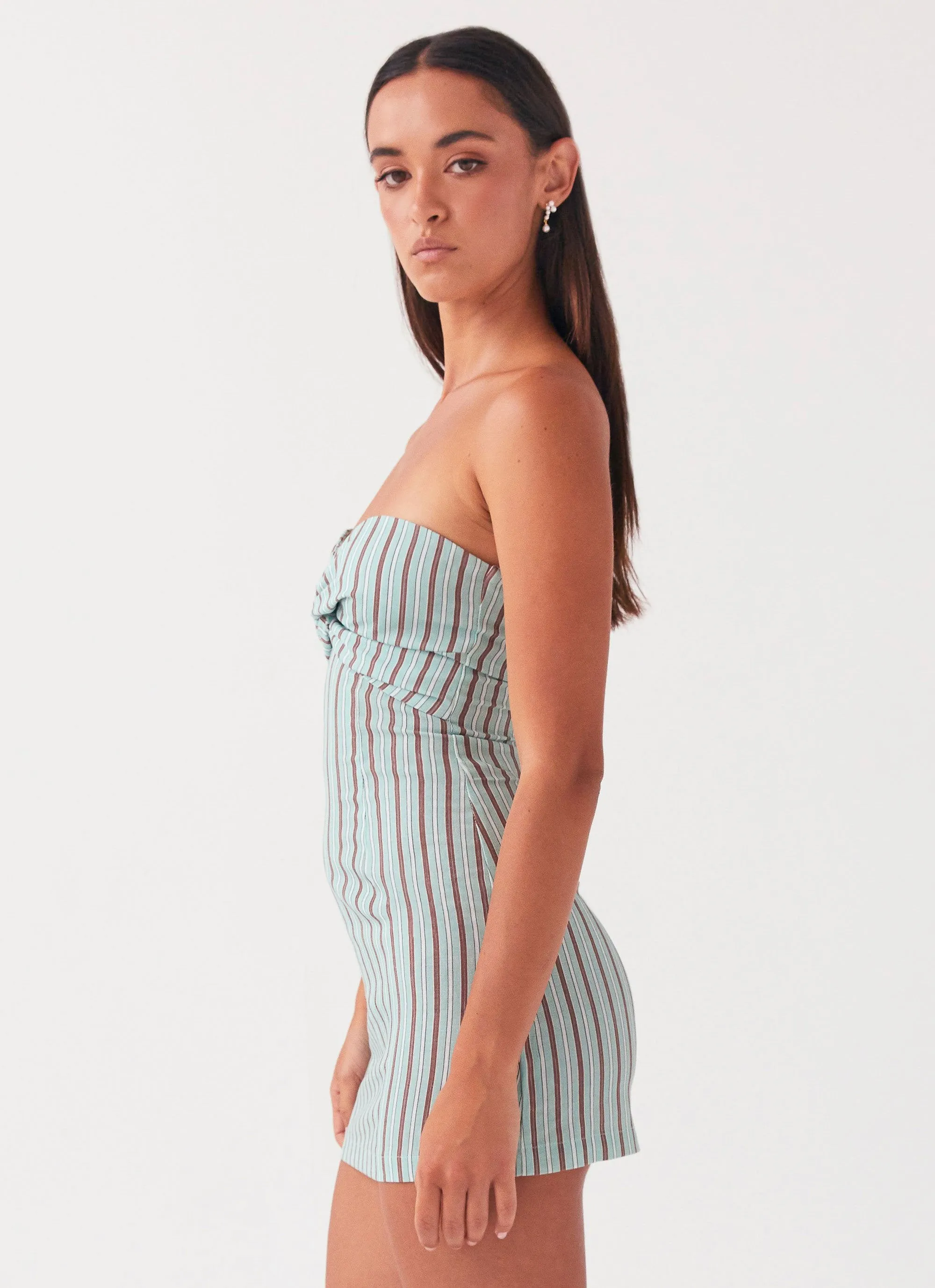 Casual event dress Classic Tailoring Noline Linen Mini Dress - Coastal Stripe