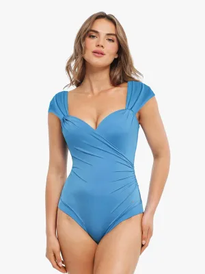 Easy Access Easy Comfort Shapewear Sweet-Heart Neckline Cap Sleeve Bodysuit
