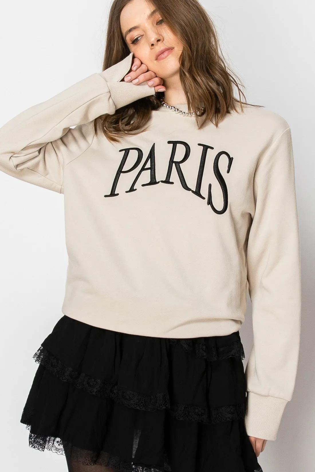 Paris Girl Sweatshirt StainRepellentCoating PuckerFree Surface