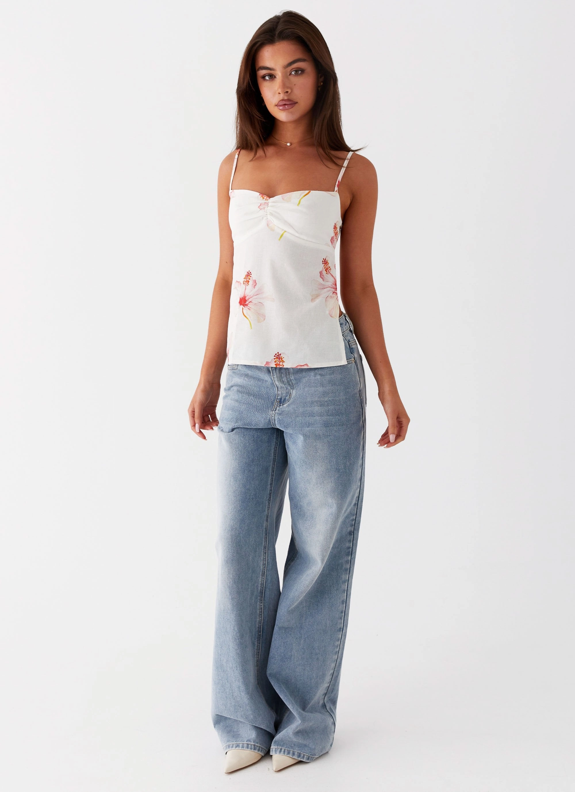 Rosy Linen Backless Top - Camellia FlexFoamInserts AdjustableCuffs