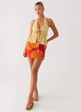 Breezy Palms Mini Skirt - Serene Orange Comfortable Style Compression Support Lining